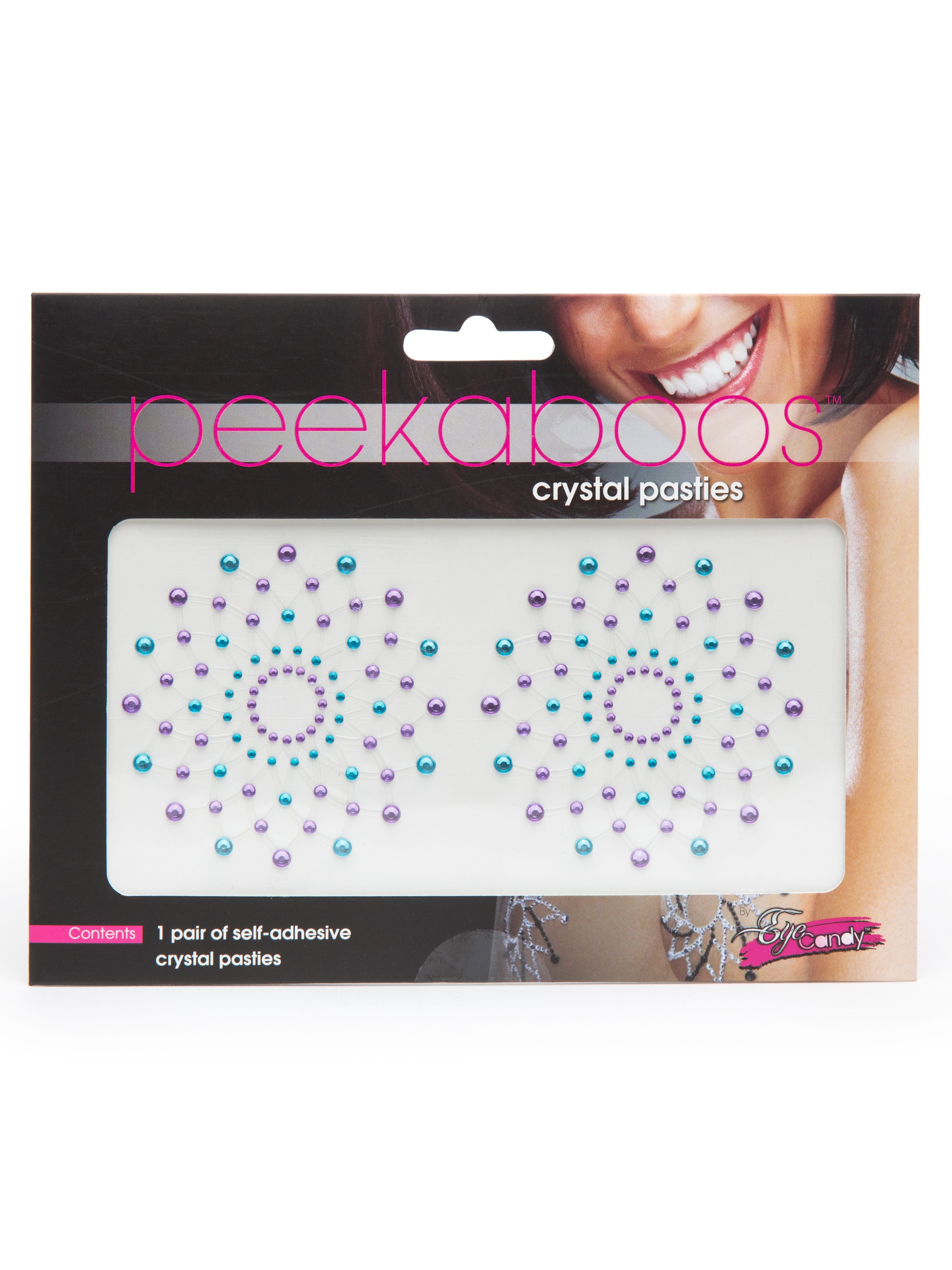 Peekaboos Premium Crystal Nipple Pasties, Blue, hi-res