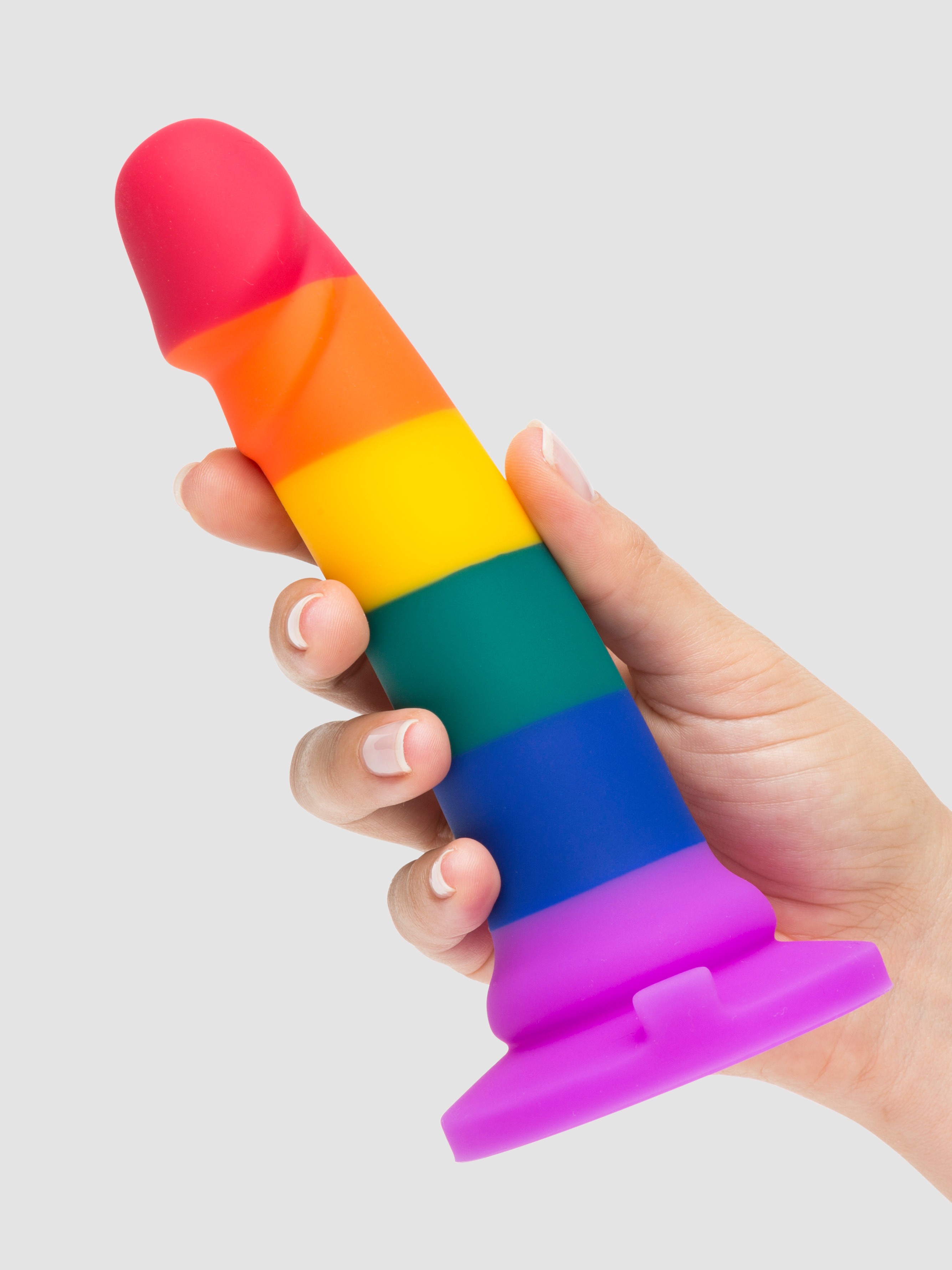 Lovehoney Super Soft Silicone Rainbow Dildo 7 Inch, Rainbow, hi-res