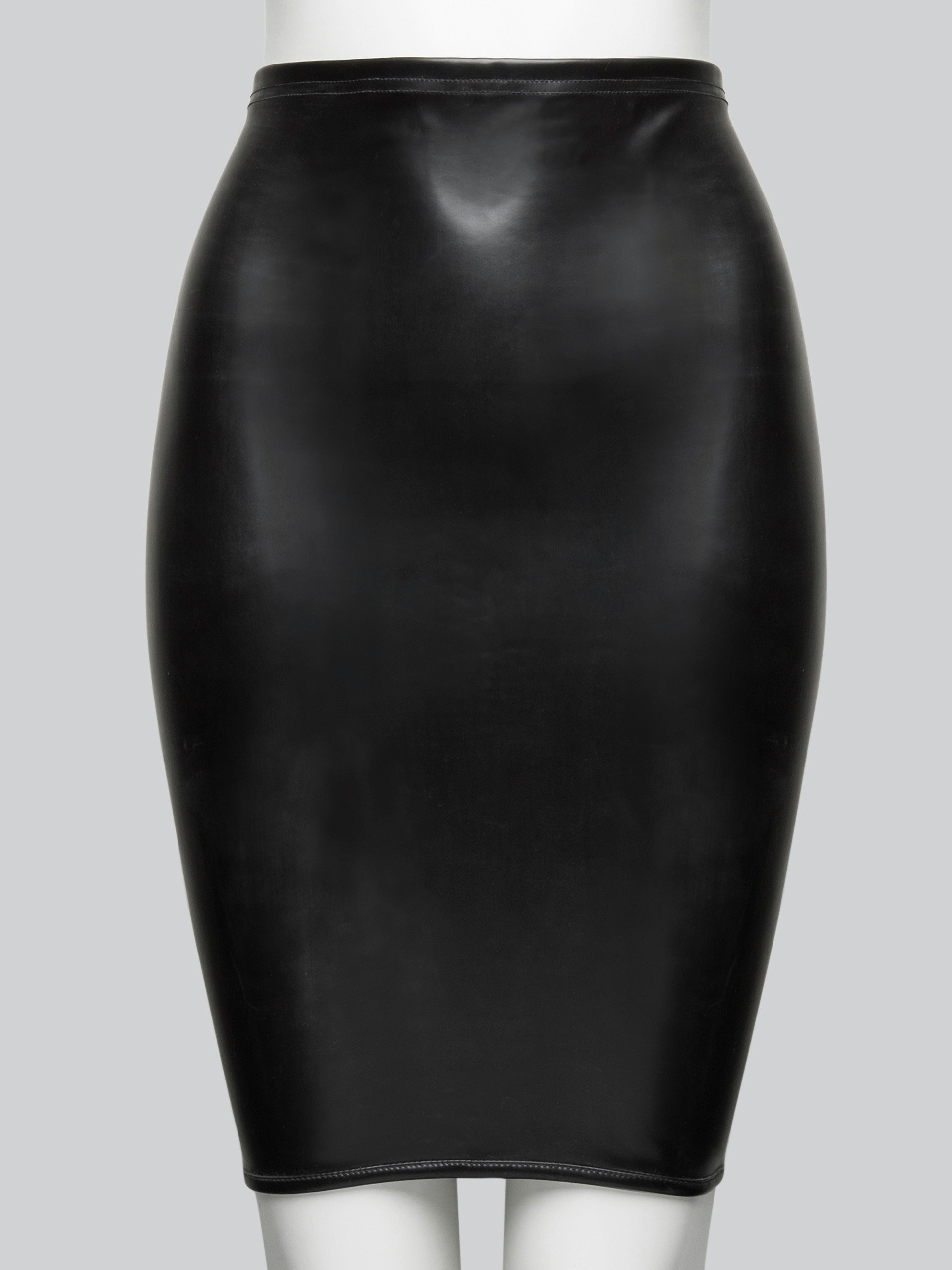 Easy-On Latex Black Skirt with Lace-Up Back, Black, hi-res