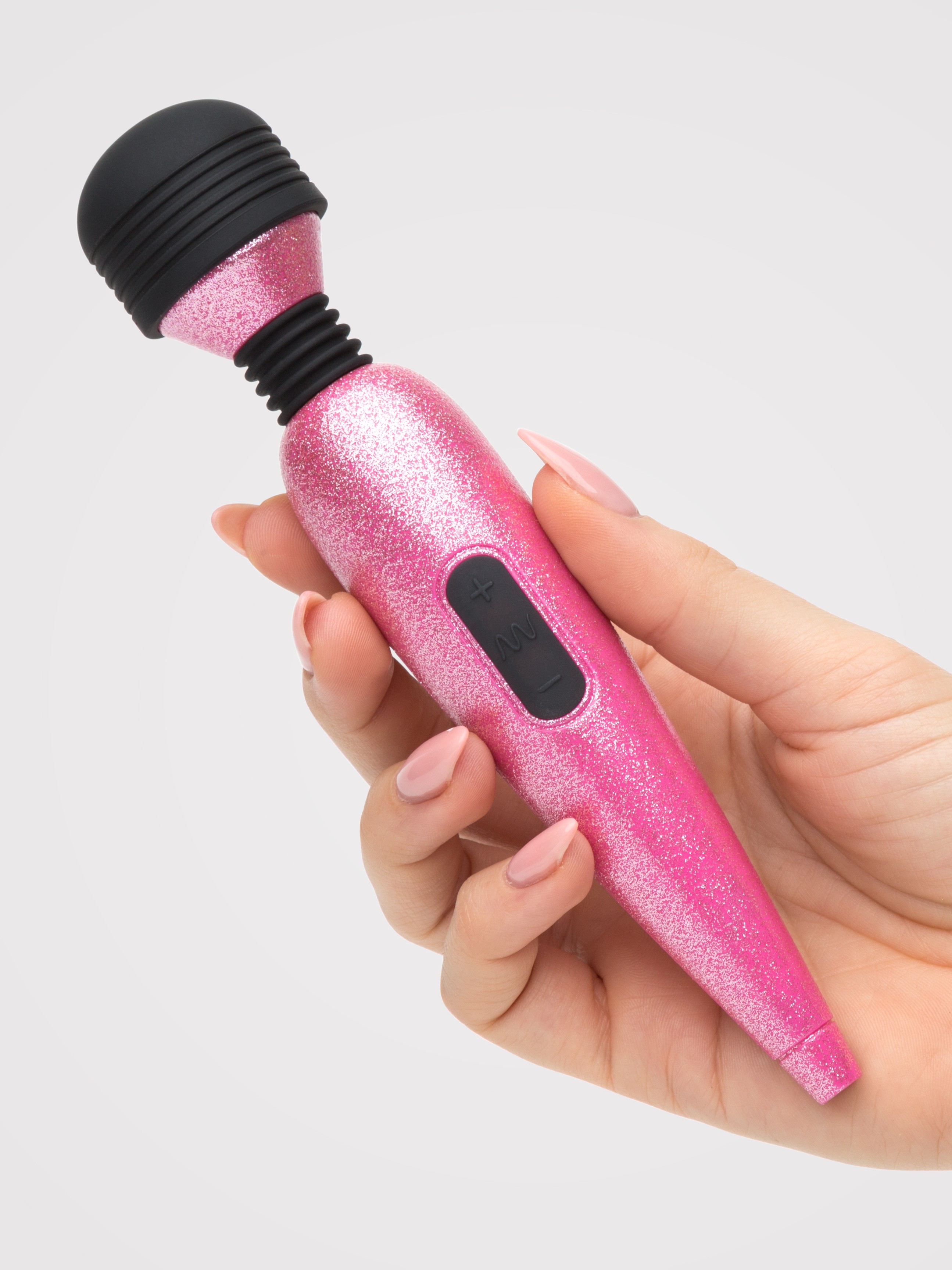 Lovehoney Deluxe Rechargeable Mini Glitter Massage Wand Vibrator, Orange, hi-res