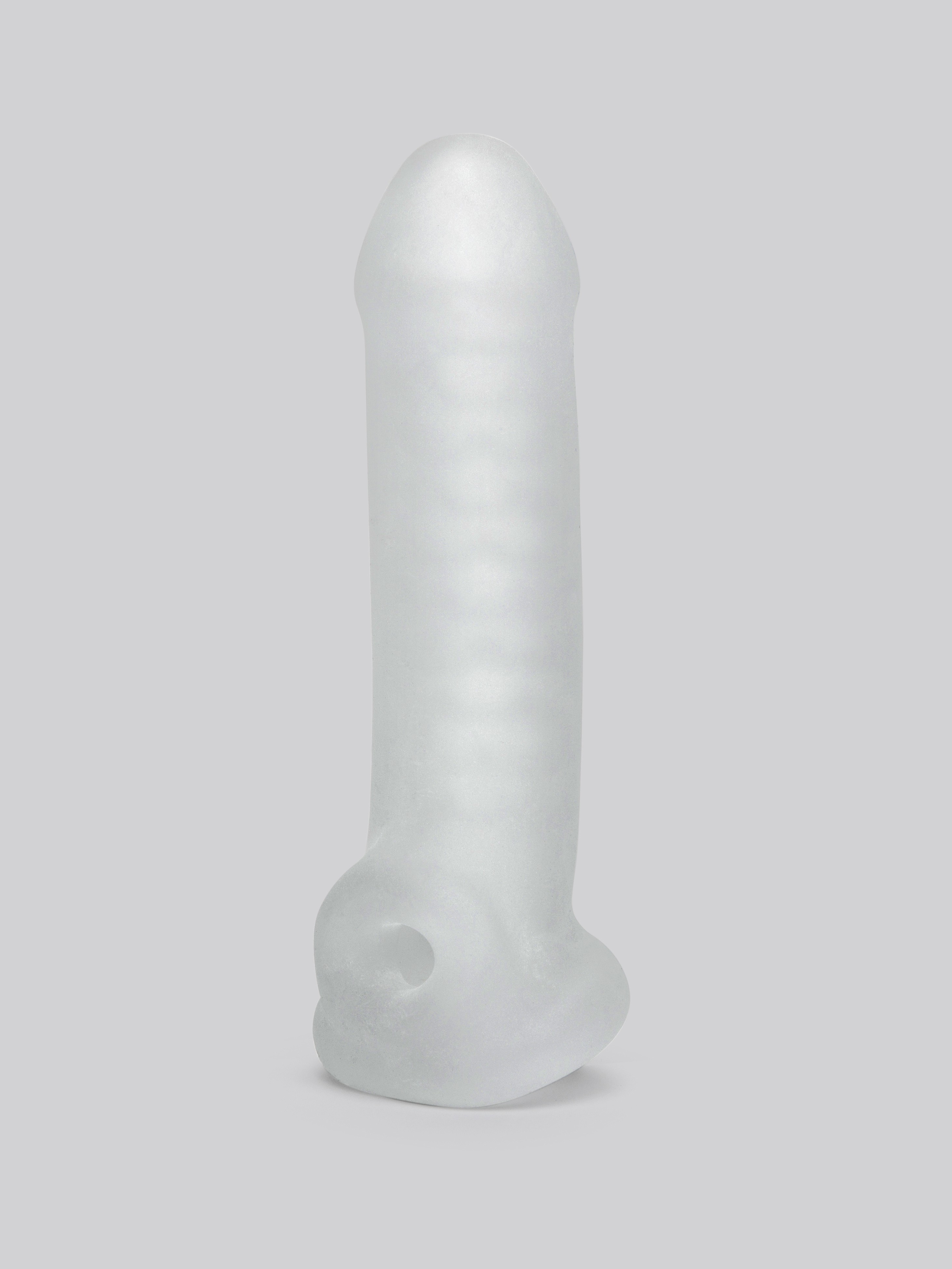 Perfect Fit Fat Boy Thin 6.5 Inch Penis Sleeve with Ball Loop, White, hi-res