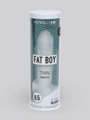 Perfect Fit Fat Boy Thin 6.5 Inch Penis Sleeve with Ball Loop, White, hi-res