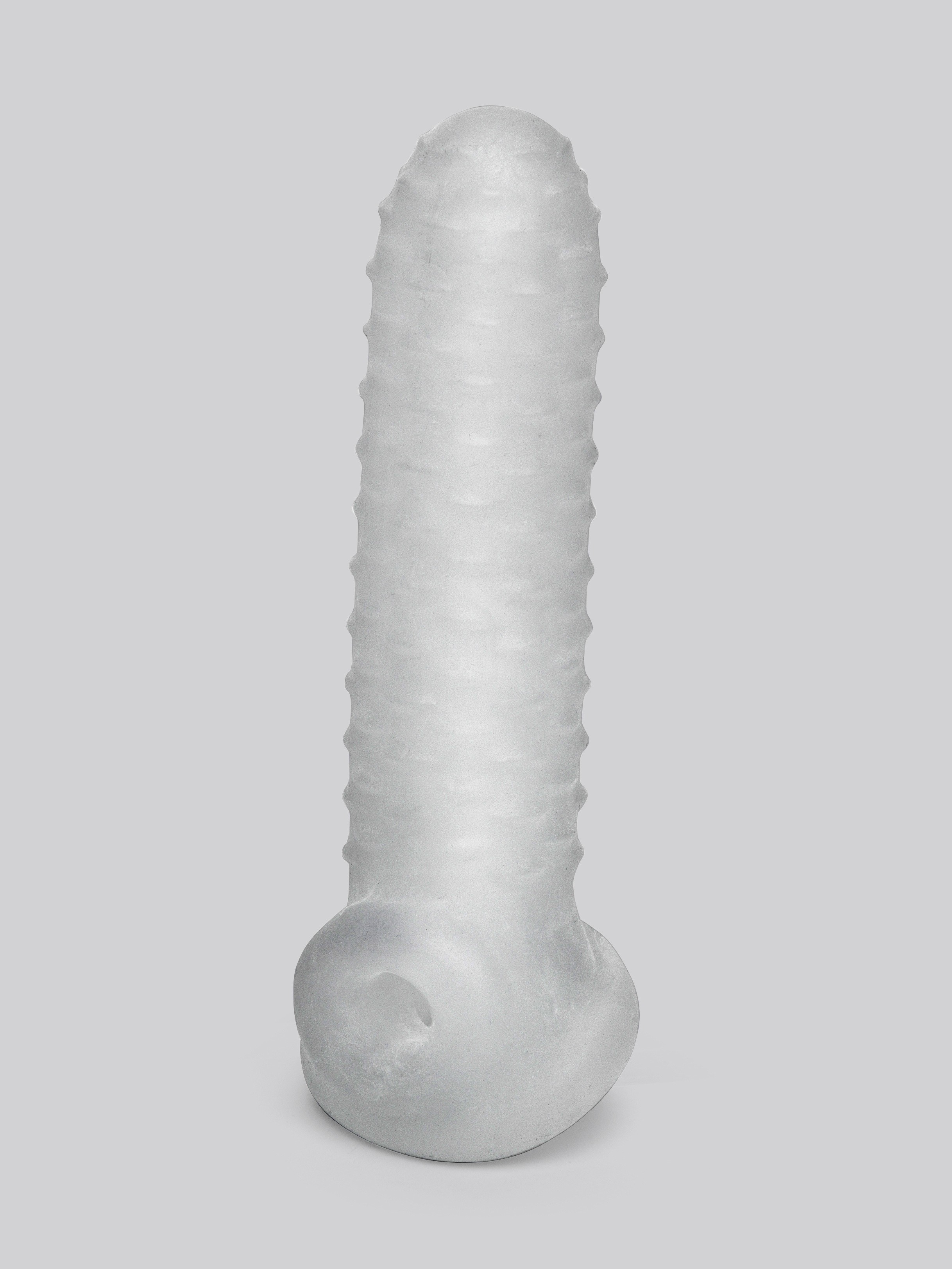 Perfect Fit Fat Boy Checker Textured 6.5 Inch Penis Sleeve with Ball Loop, Clear, hi-res