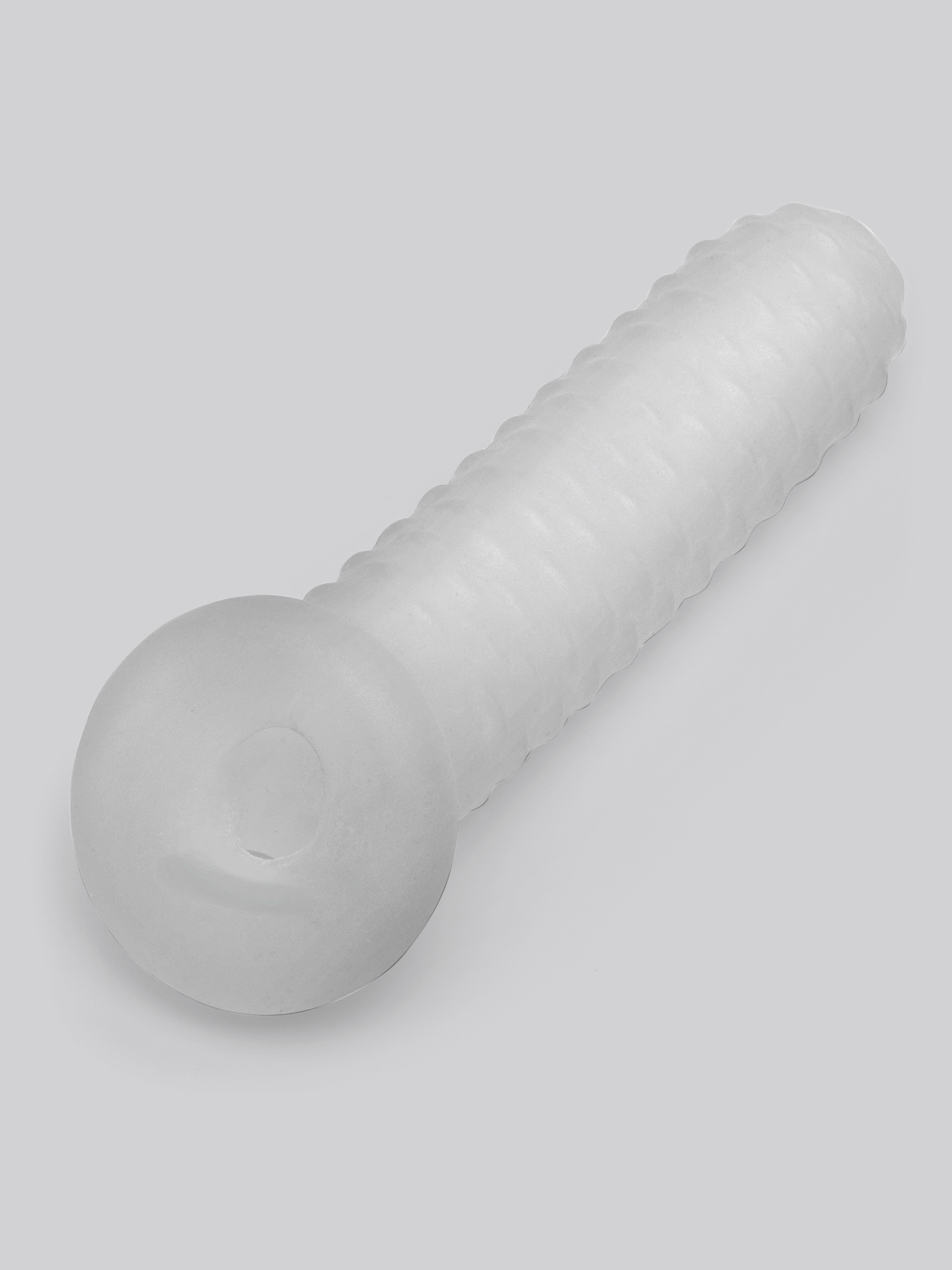 Perfect Fit Fat Boy Checker Textured 6.5 Inch Penis Sleeve with Ball Loop, Clear, hi-res