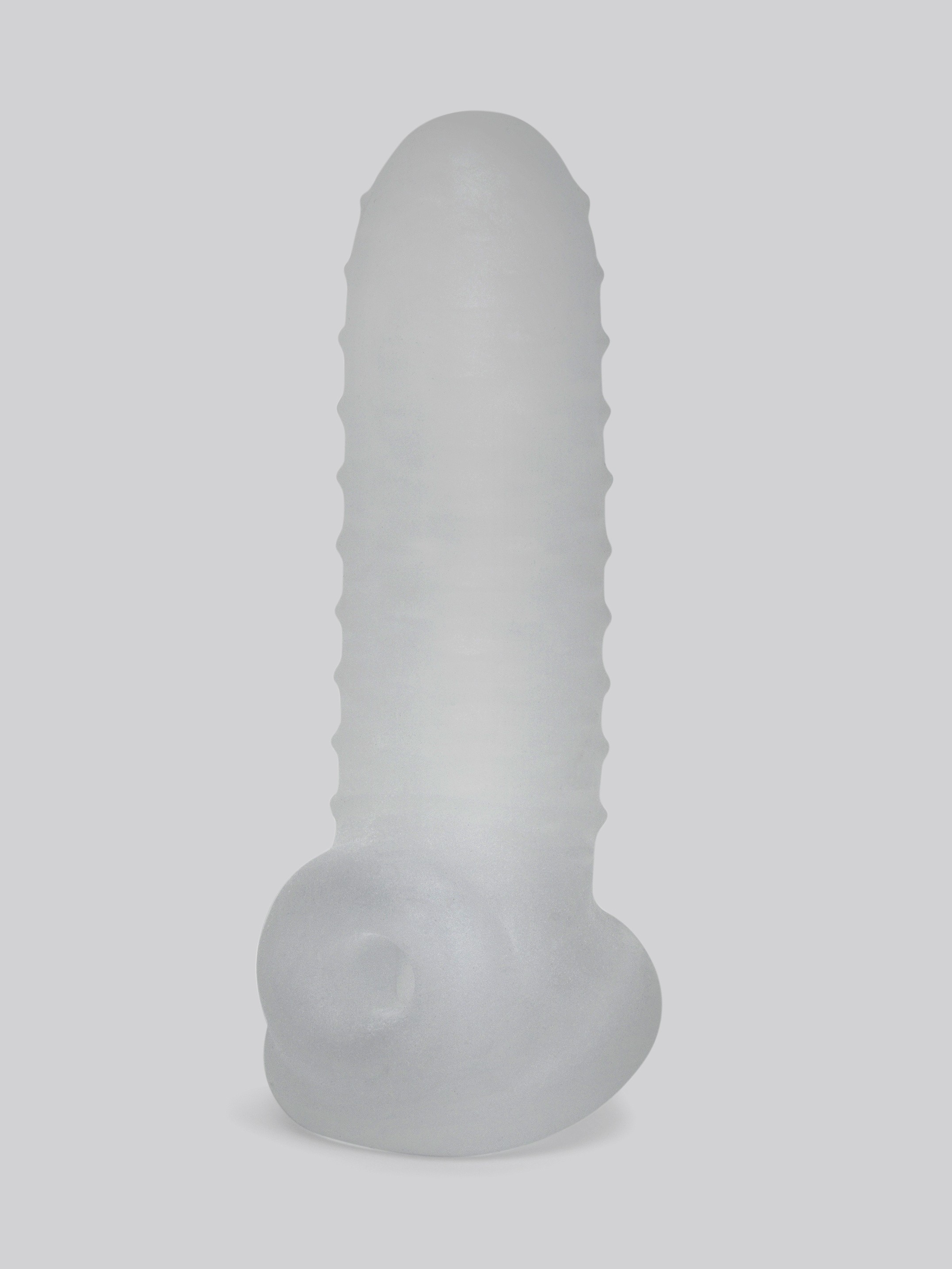Perfect Fit Fat Boy Checker Textured 5.5 Inch Penis Sleeve with Ball Loop, Clear, hi-res