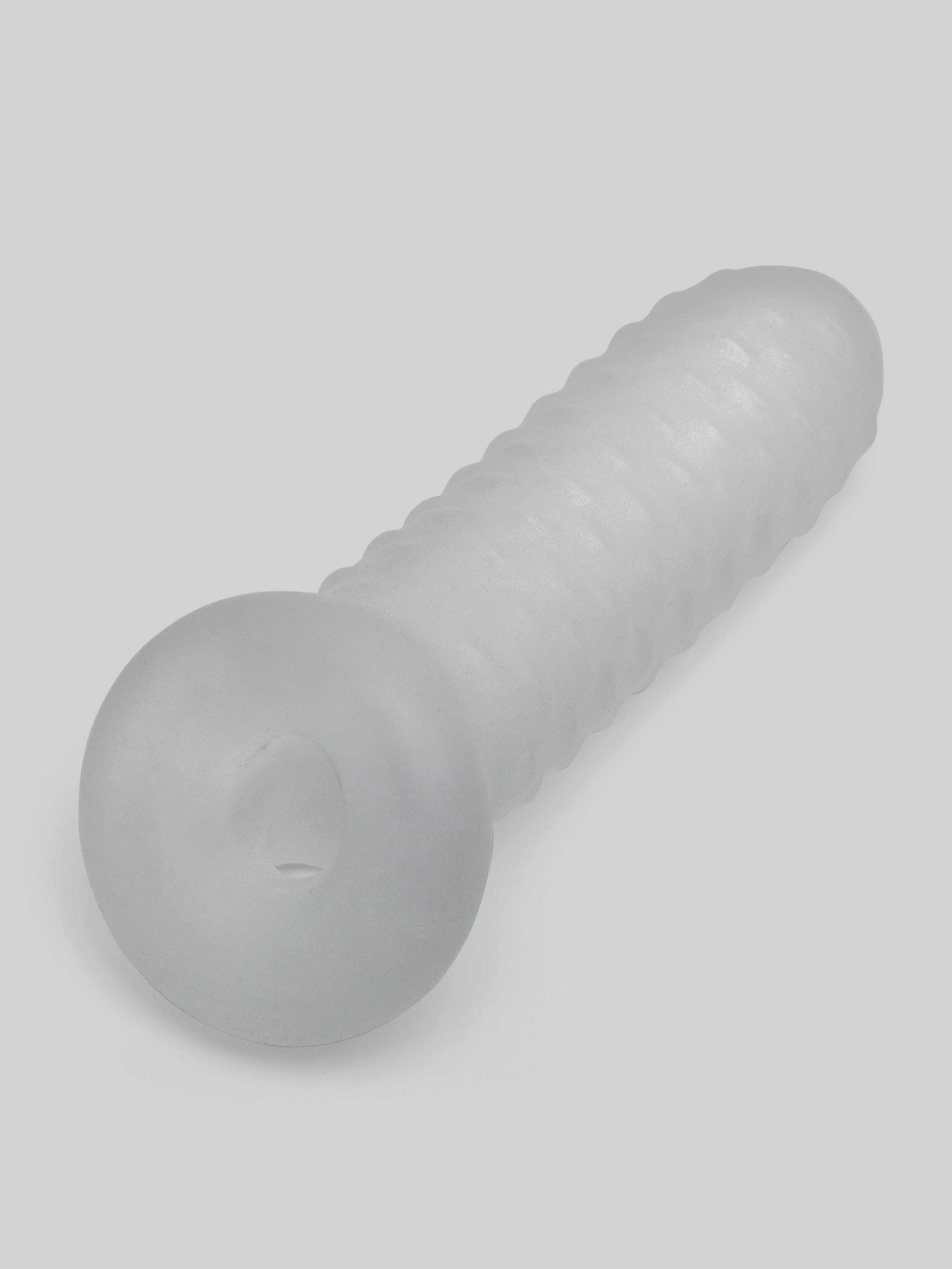 Perfect Fit Fat Boy Checker Textured 5.5 Inch Penis Sleeve with Ball Loop, Clear, hi-res