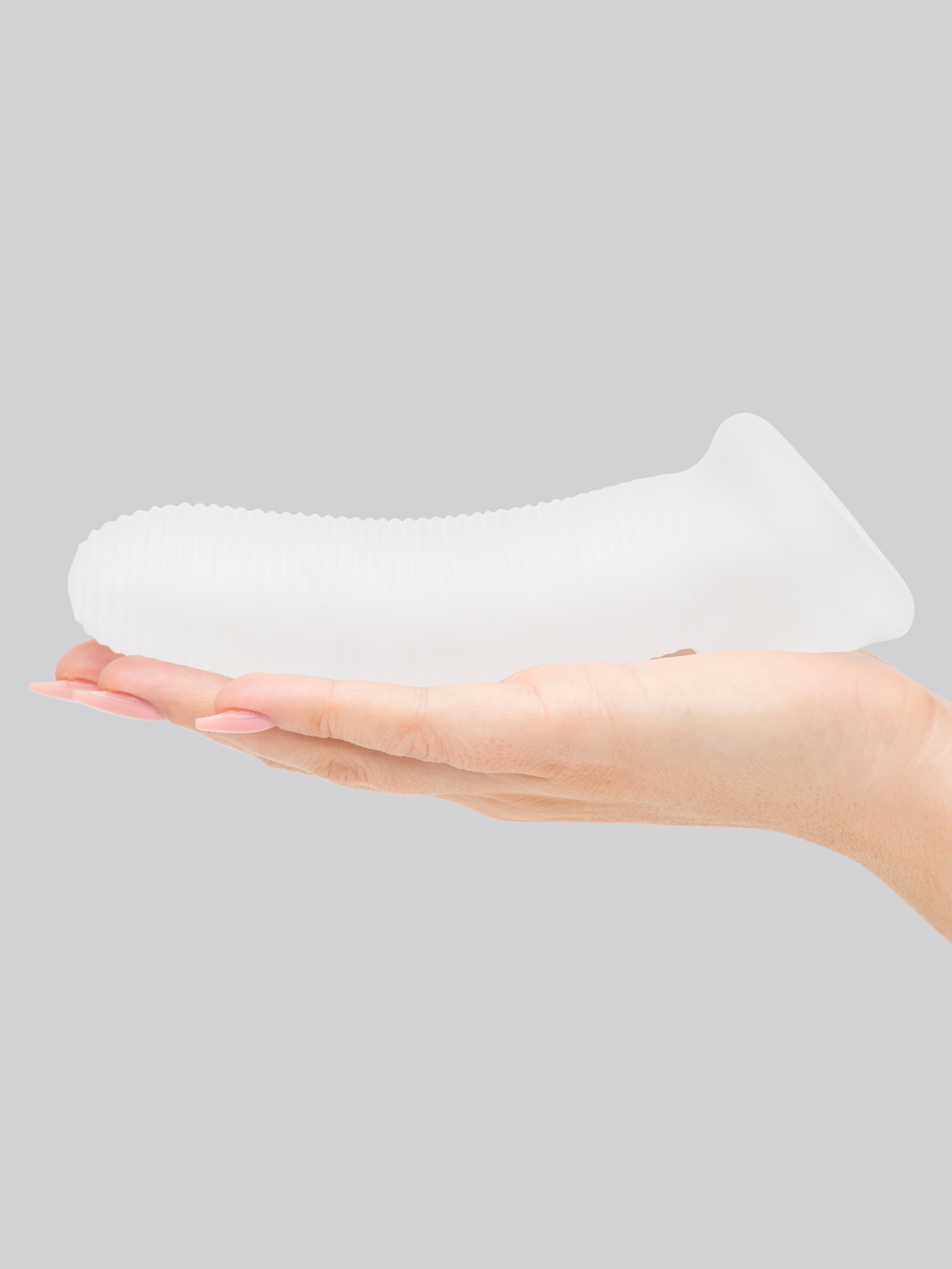 Perfect Fit Fat Boy Micro Ribbed 6.5 Inch Penis Sleeve with Ball Loop, Clear, hi-res