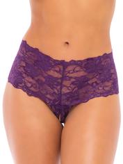 Oh La La Cheri Lace Crotchless Panties, Purple, hi-res