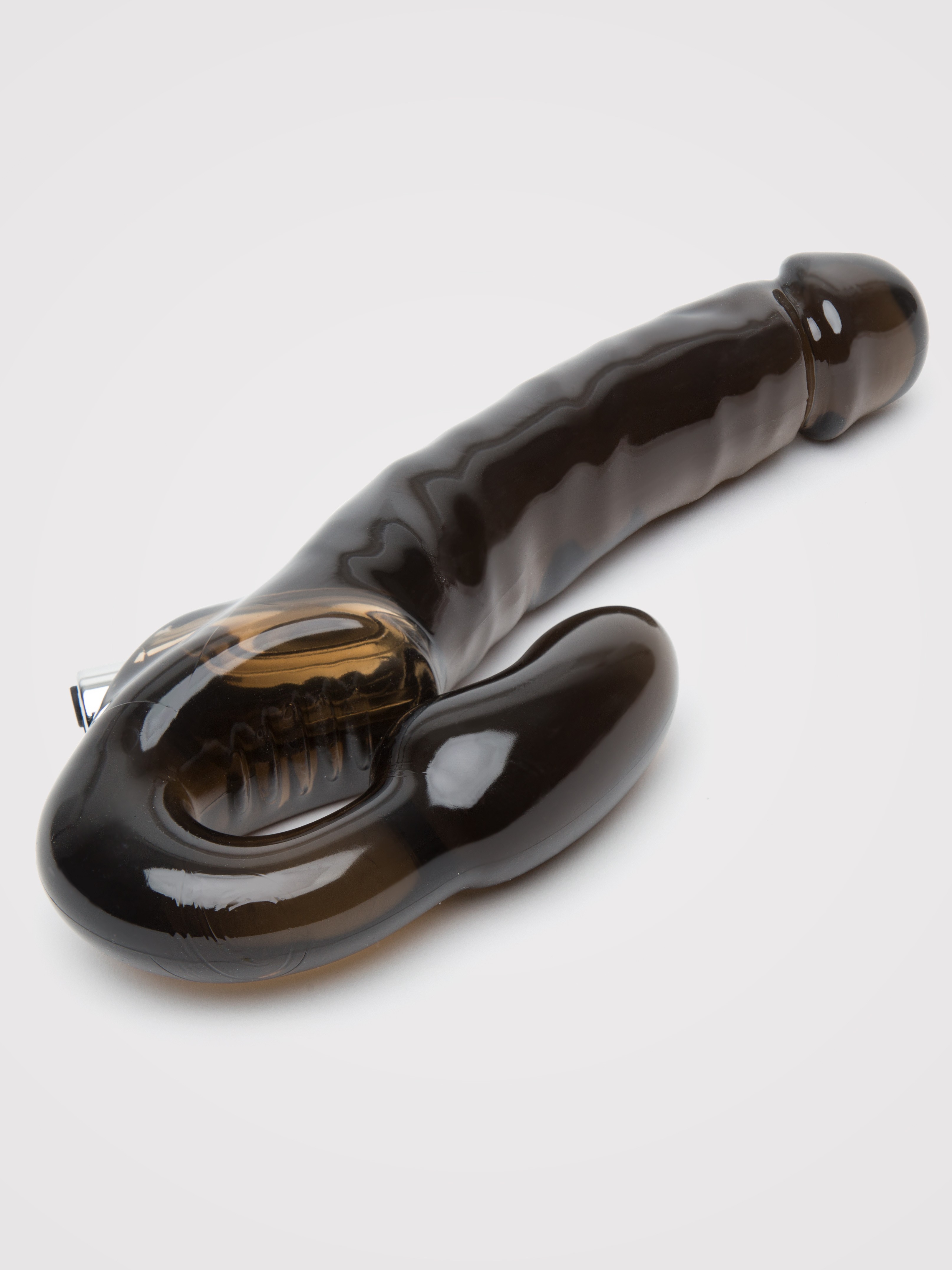 Lovehoney Double Dipper Vibrating Strapless Strap-On Dildo 7 Inch , Black, hi-res