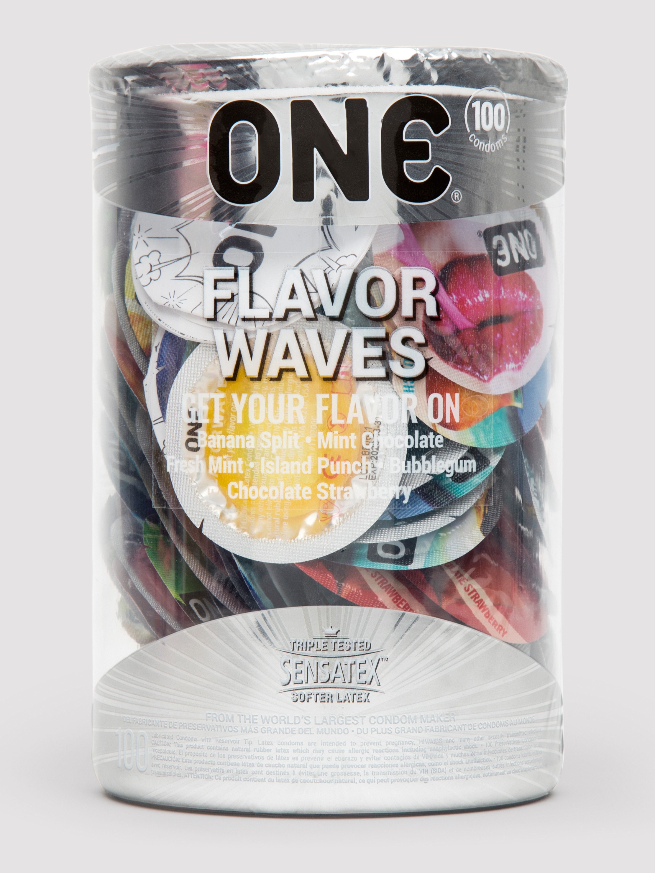 ONE Flavor Waves Latex Condoms Bowl (100 Count) , , hi-res