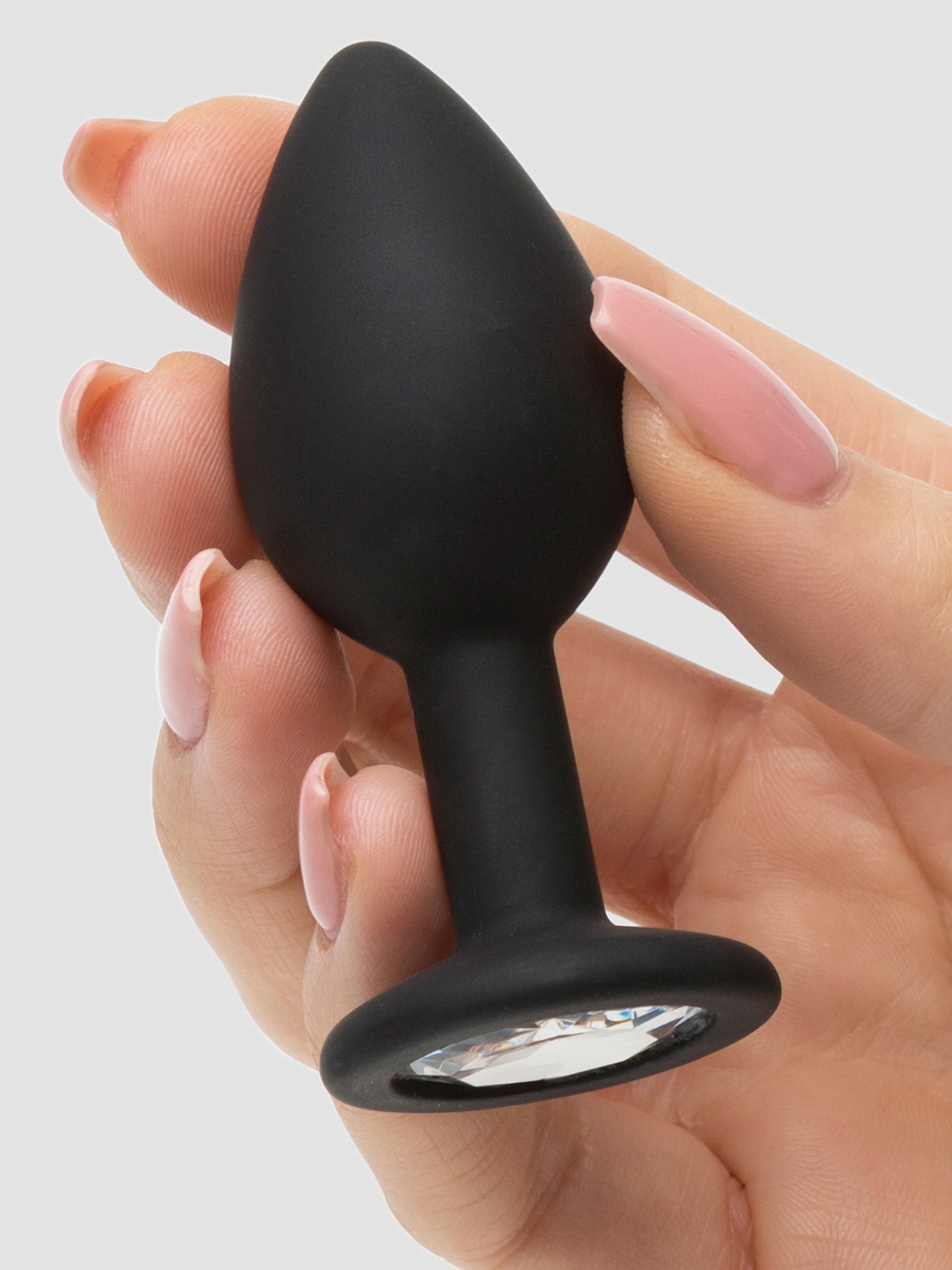 Silicone Jewelled Butt Plug Set (3 Piece), Black, hi-res