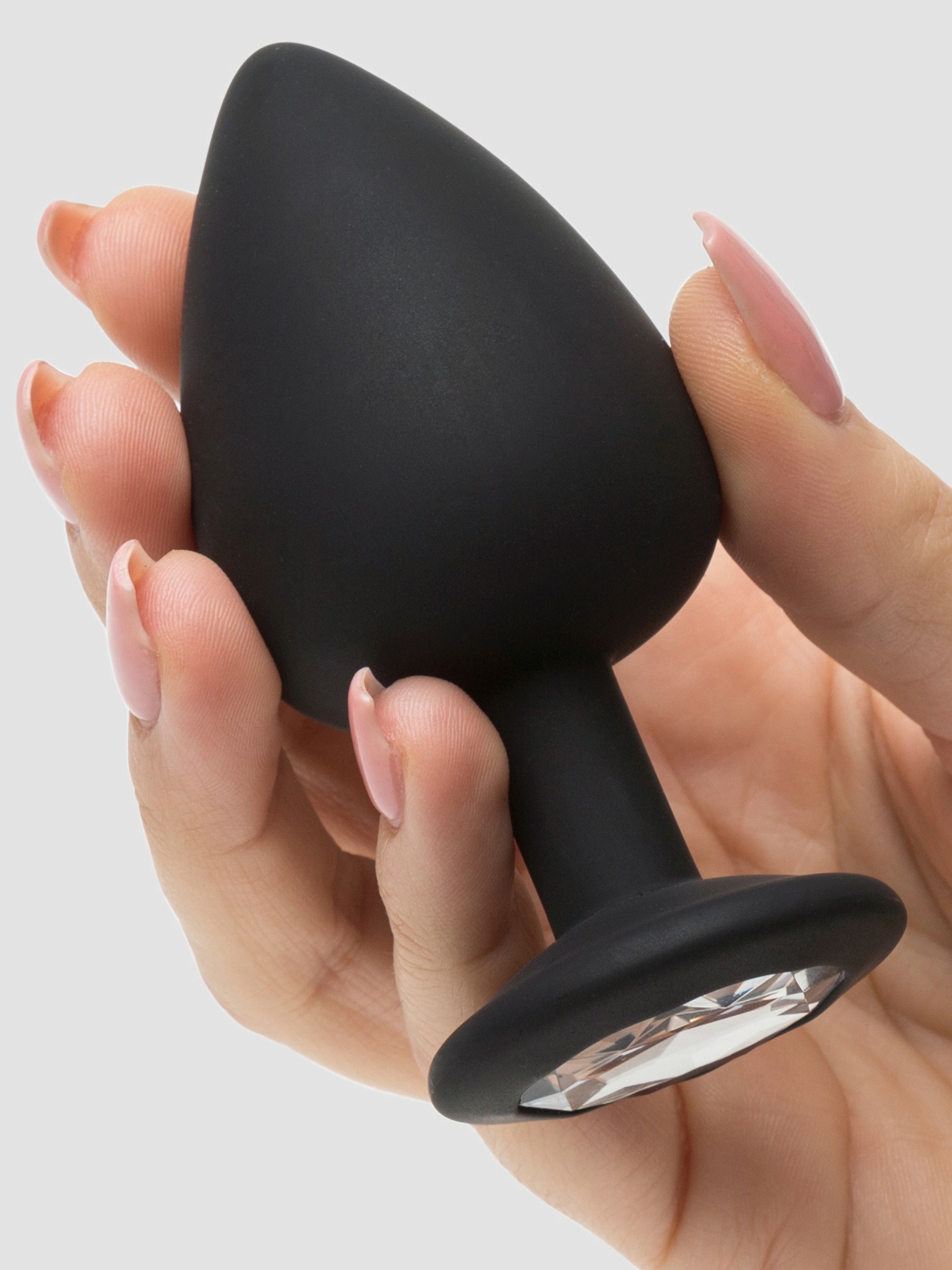 Silicone Jewelled Butt Plug Set (3 Piece), Black, hi-res