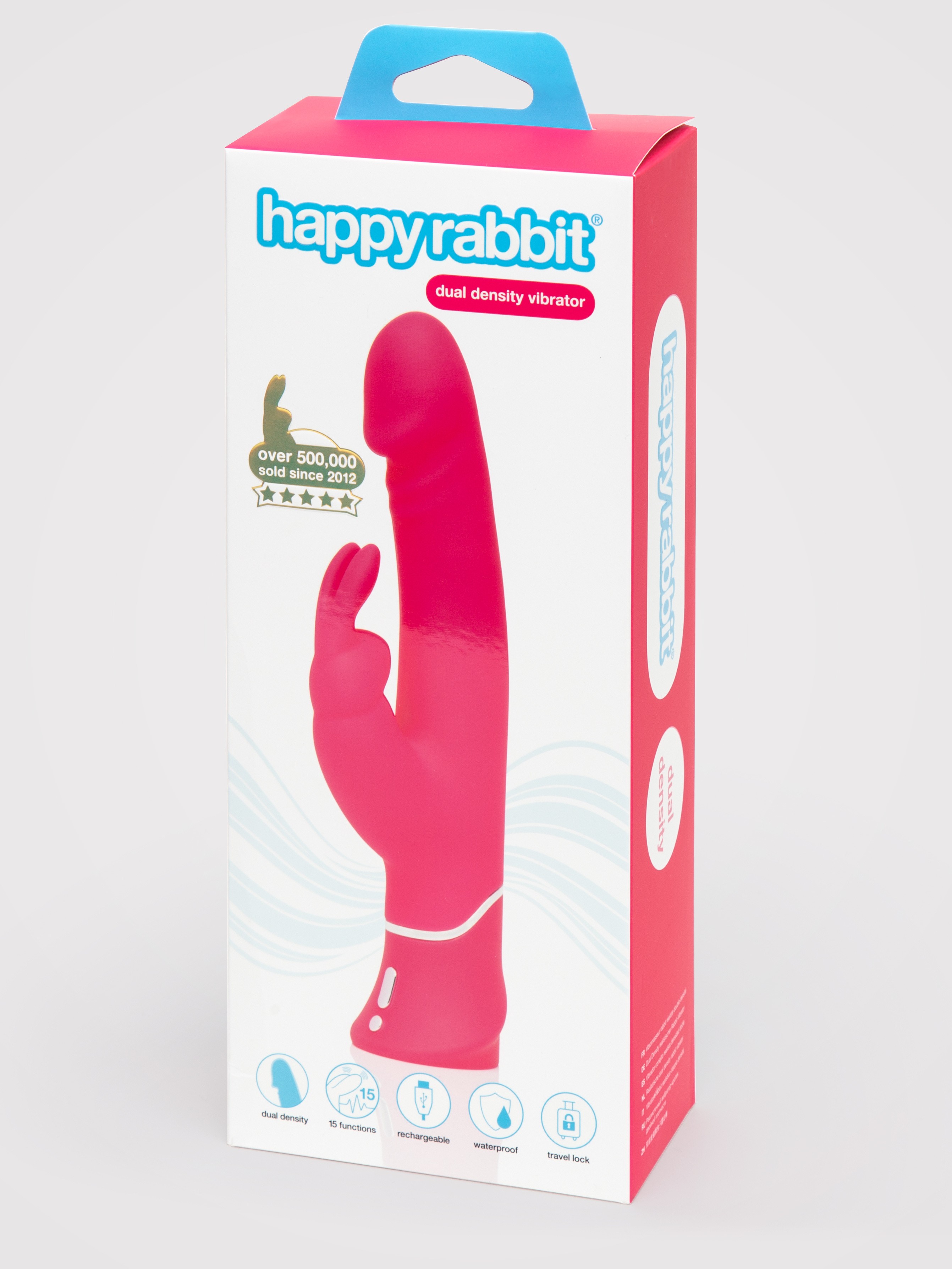 Happy Rabbit Realistic Dual-Density Rechargeable Rabbit Vibrator, Pink, hi-res