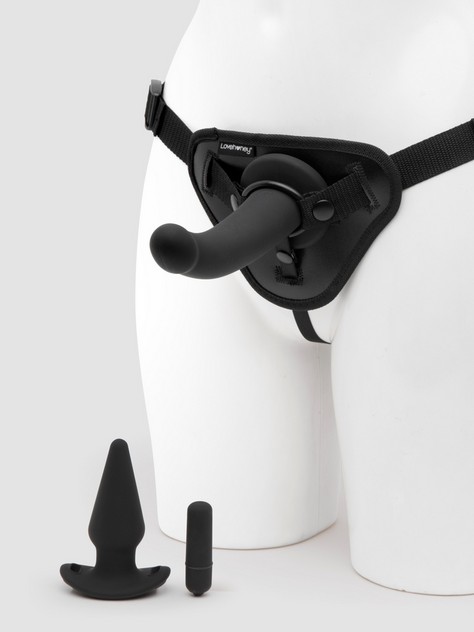 Lovehoney Dual Intentions Vibrating Dual Penetration Strap-On Kit, Black, hi-res
