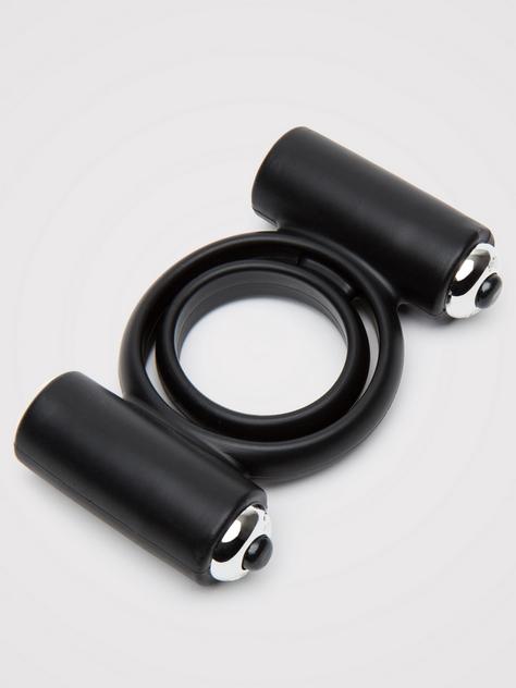 Lovehoney Double Date Silicone Vibrating Double Cock Ring, Black, hi-res