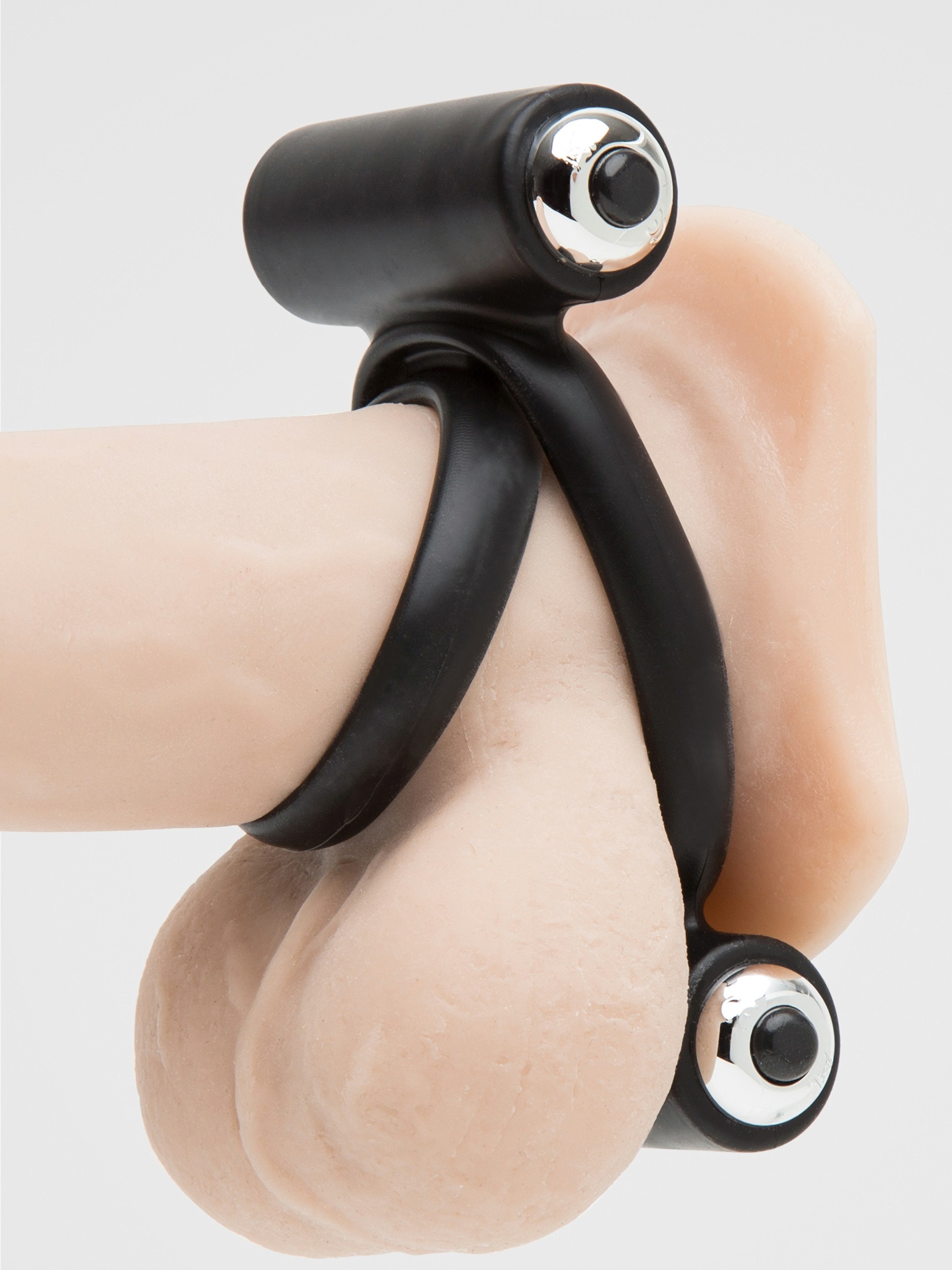 Lovehoney Double Date Silicone Vibrating Double Cock Ring, Black, hi-res