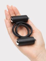Lovehoney Double Date Silicone Vibrating Double Cock Ring, Black, hi-res