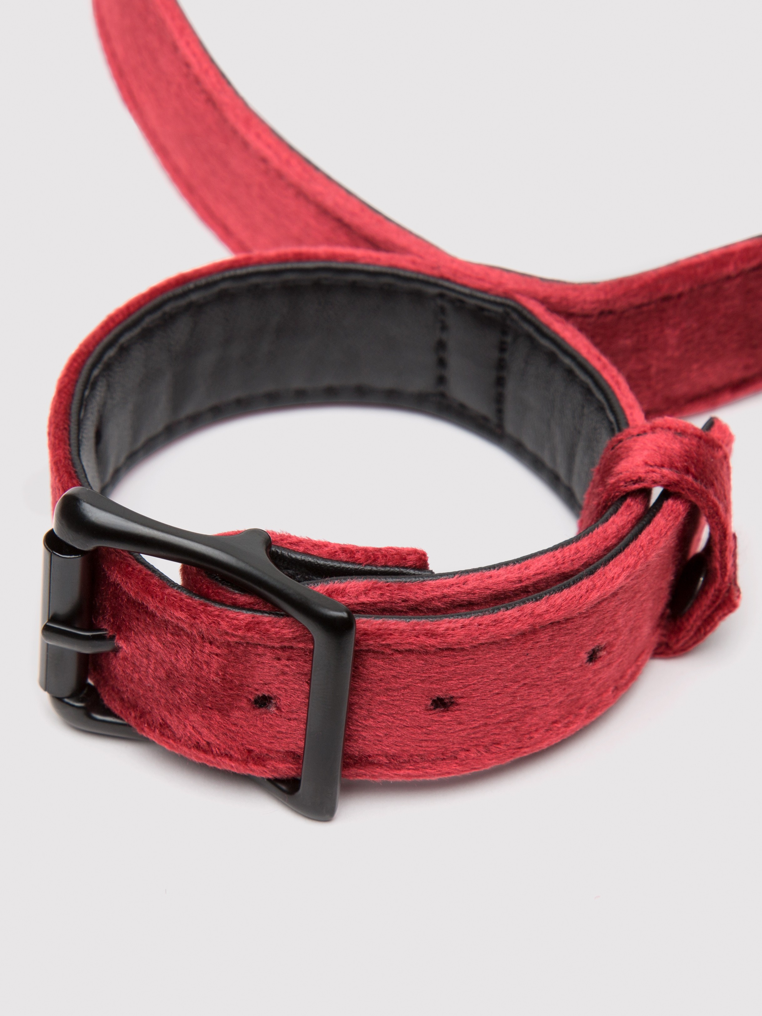 Bondage Boutique Ruby Velvet Wrist to Thigh Restraint, Red, hi-res