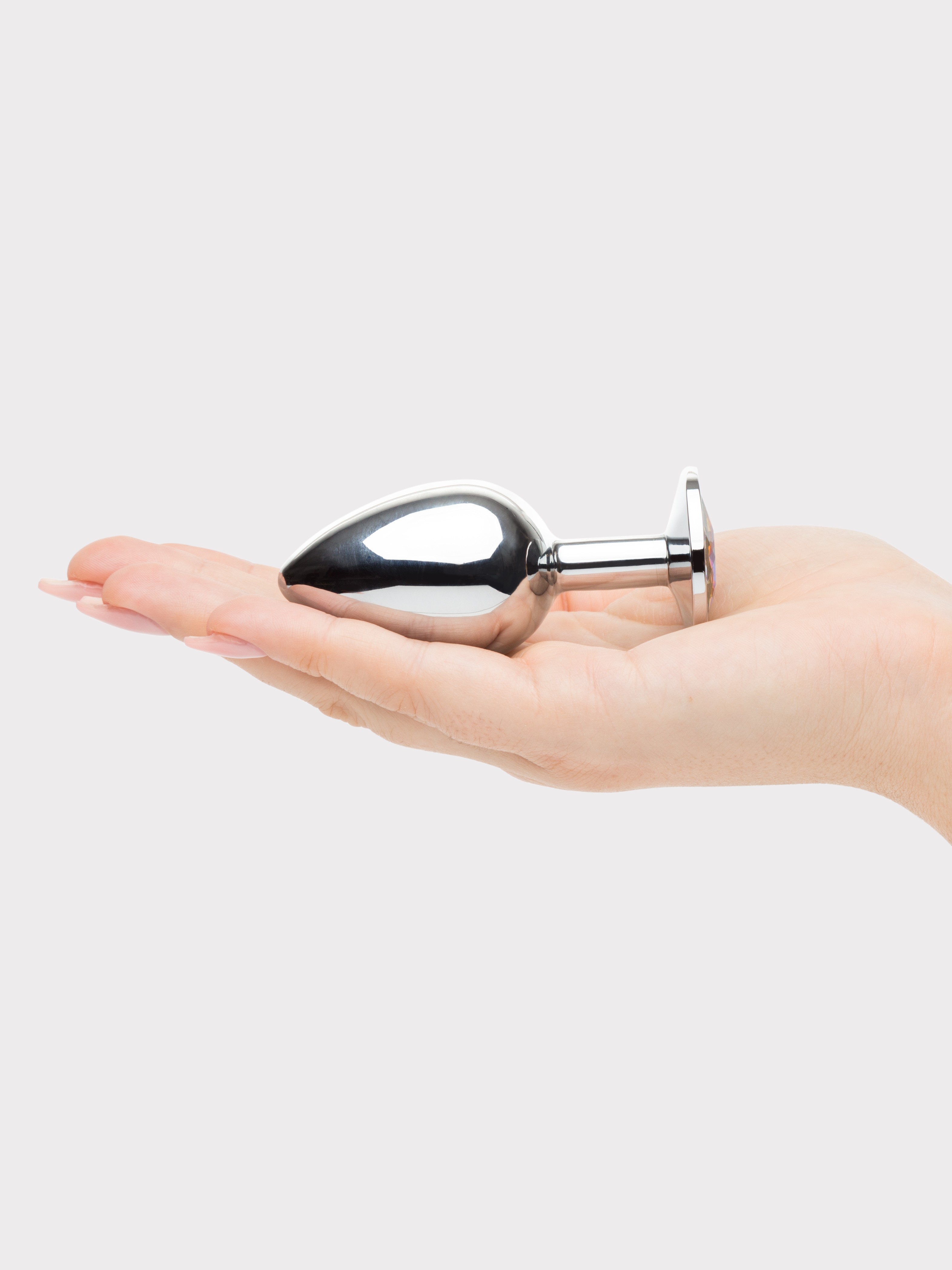 Lovehoney Jewelled Metal Medium Butt Plug 3 Inch, Rainbow, hi-res