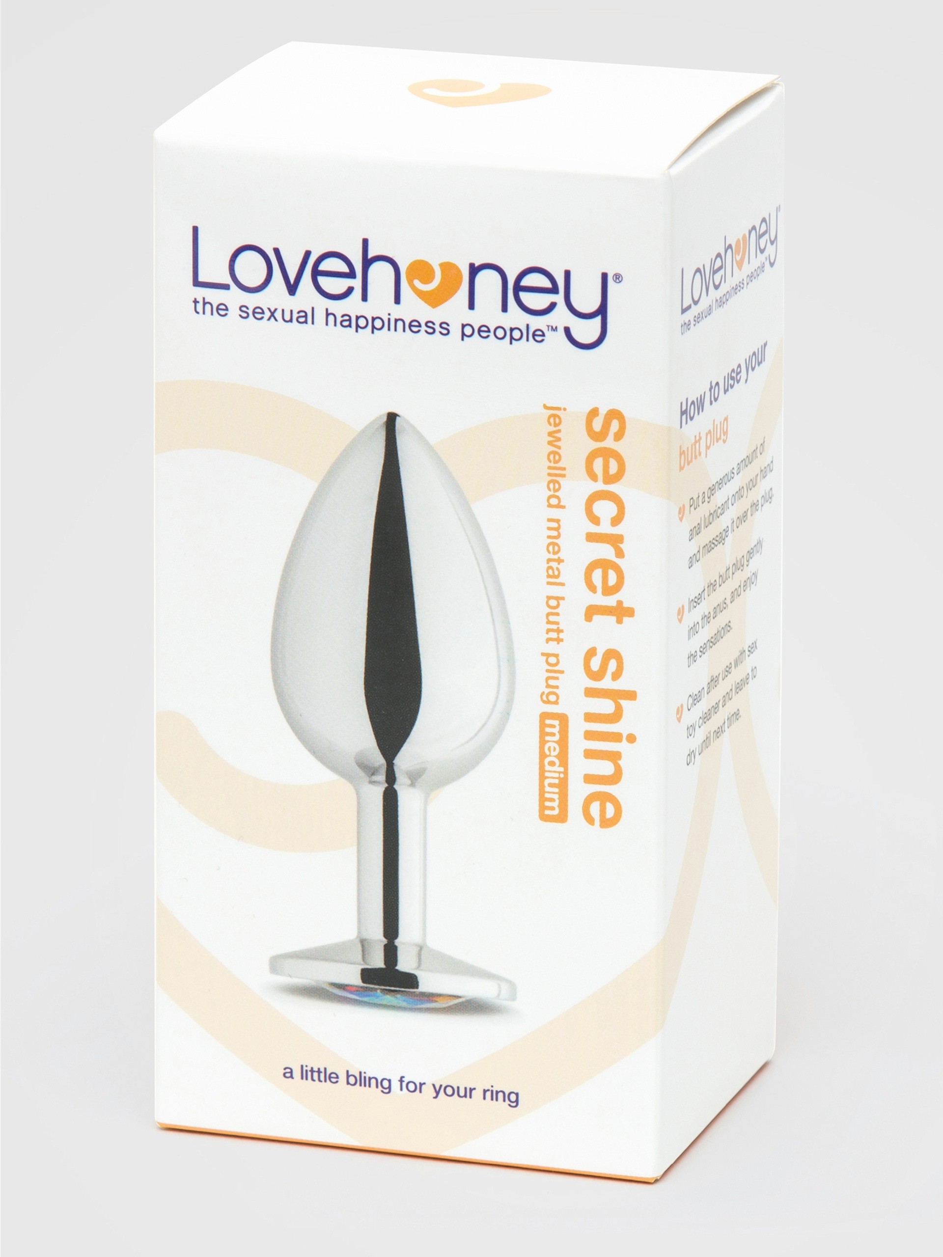 Lovehoney Jewelled Metal Medium Butt Plug 3 Inch, Rainbow, hi-res