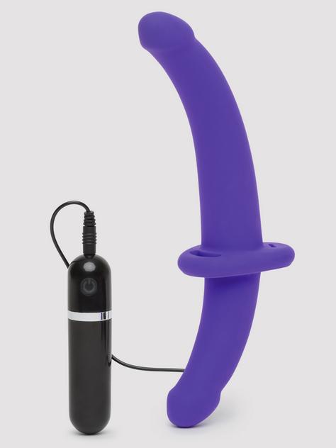 Lovehoney Double Duty Vibrating Double-Ended Strap-On Dildo, Purple, hi-res