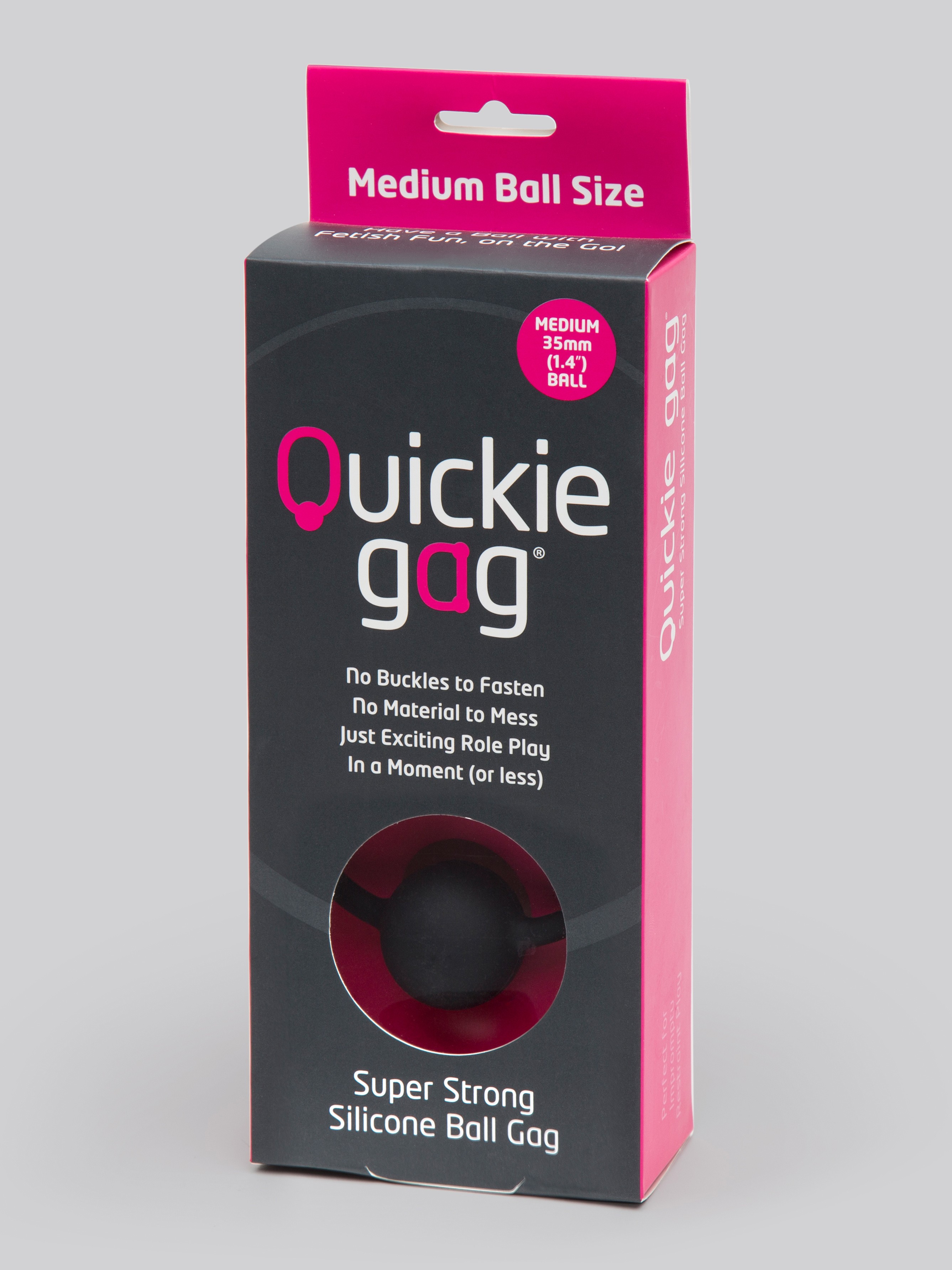Quickie Gag Super-Strong Silicone Medium Ball Gag, Black, hi-res