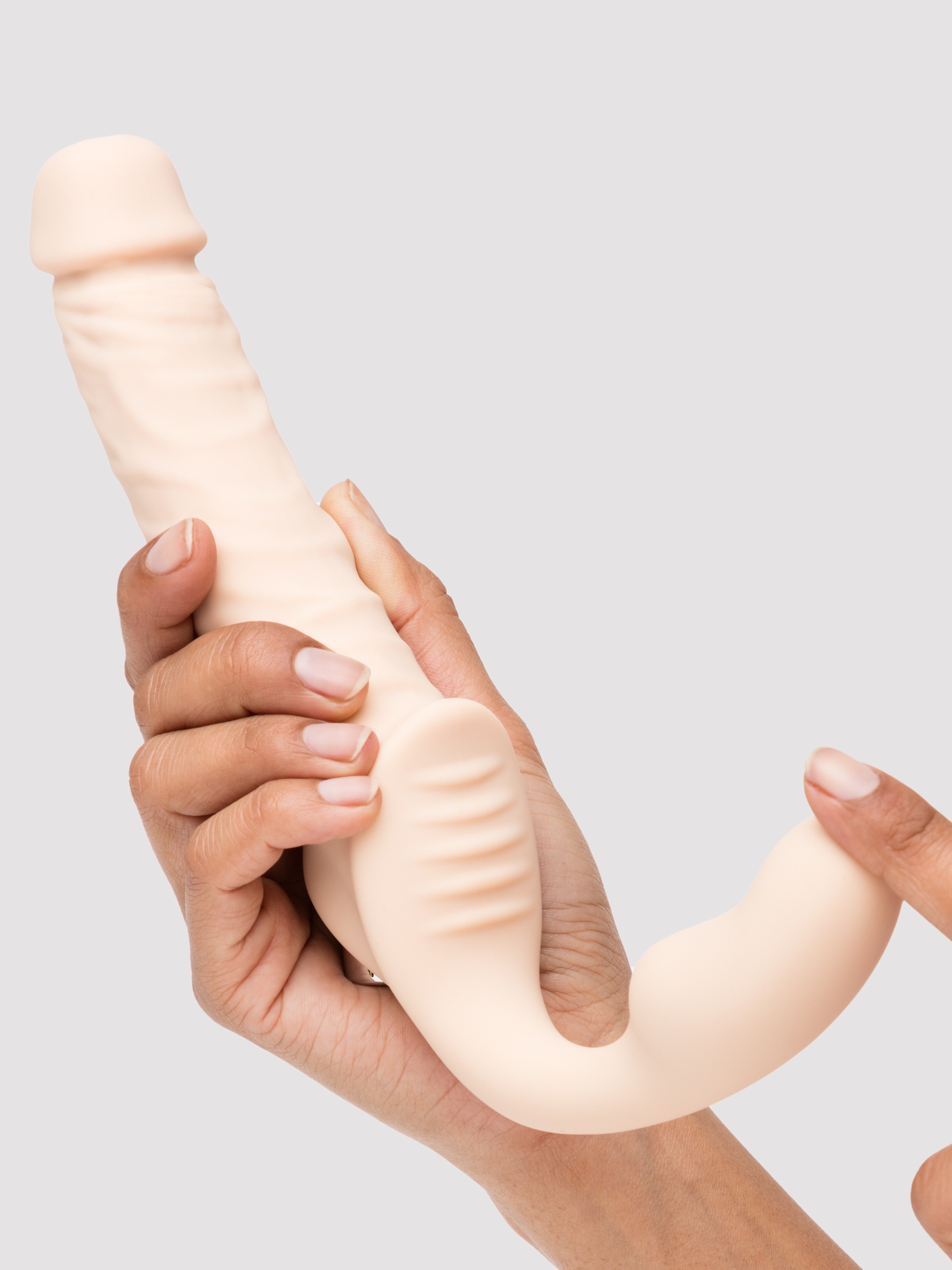 Lifelike Lover Luxe Posable Realistic Vibrating Strapless Strap-On, Flesh Pink, hi-res