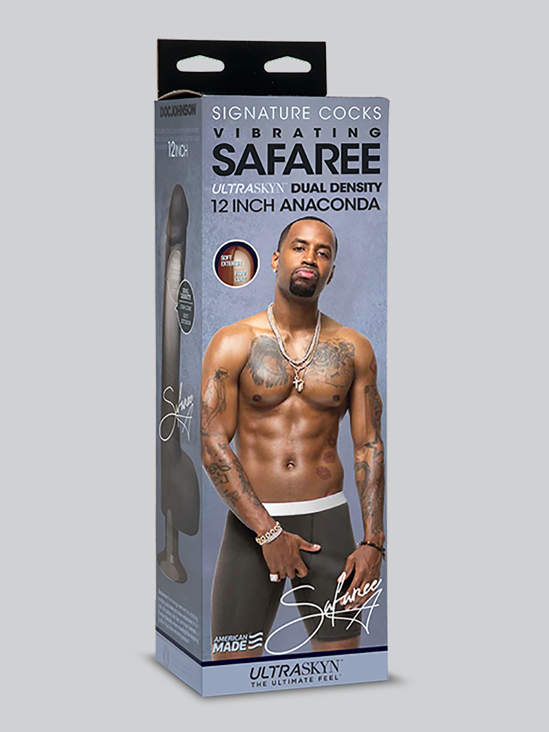 Doc Johnson Safaree Samuels Dual Density Realistic Vibrator 12 Inch, Flesh Brown, hi-res