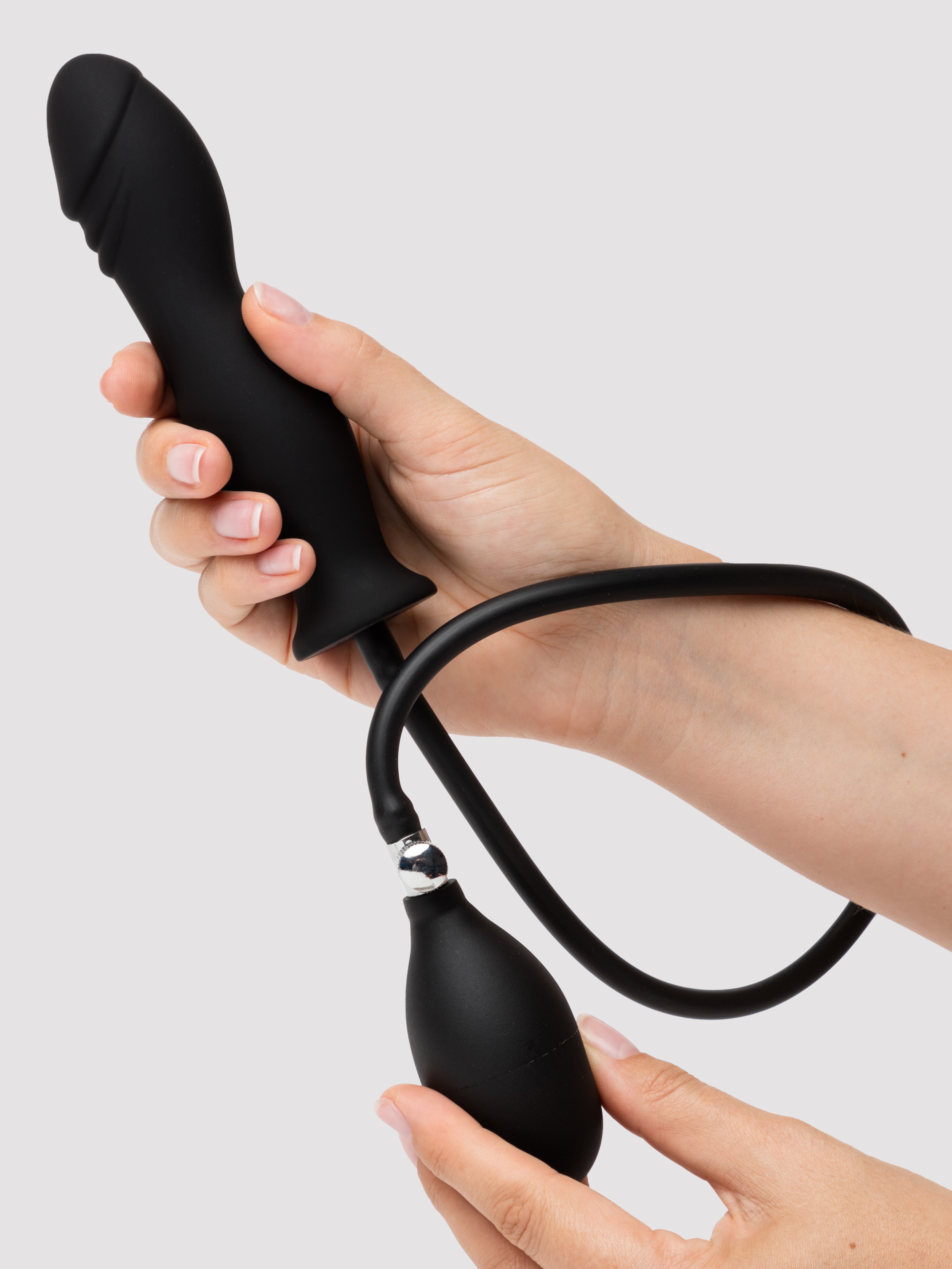 Lovingjoy Silicone Inflatable Dildo 6 Inch, Black, hi-res