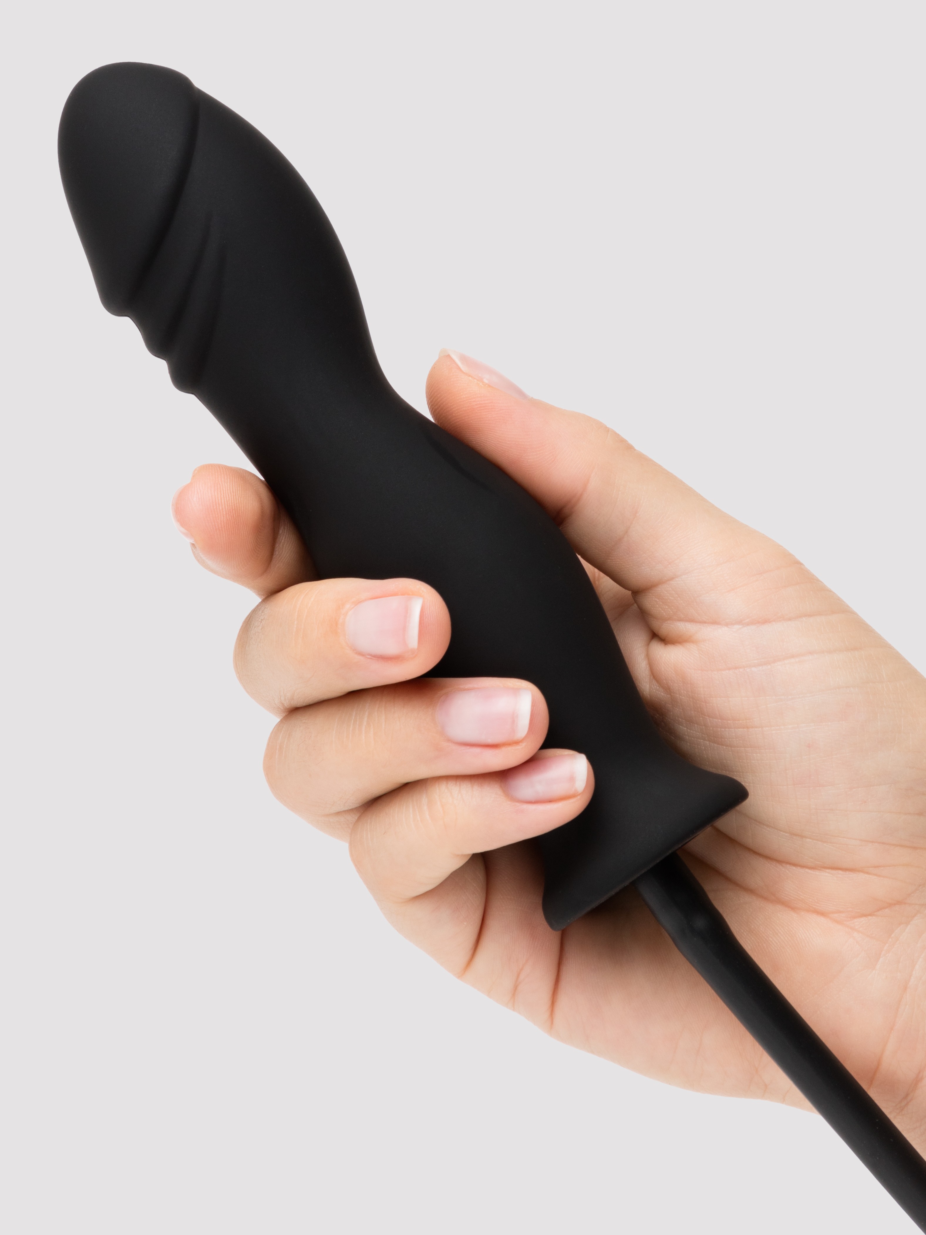 Lovingjoy Silicone Inflatable Dildo 6 Inch, Black, hi-res