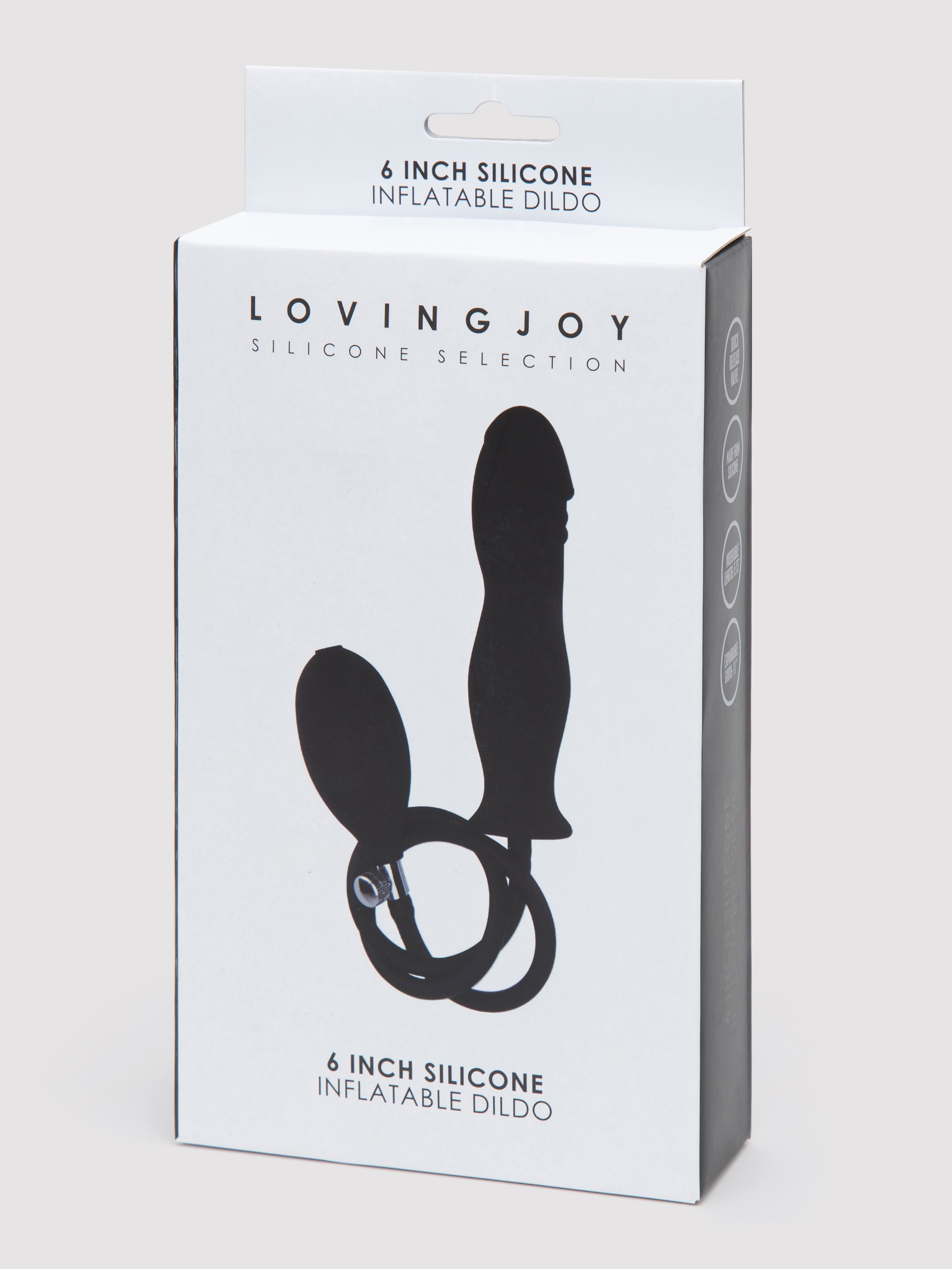 Lovingjoy Silicone Inflatable Dildo 6 Inch, Black, hi-res