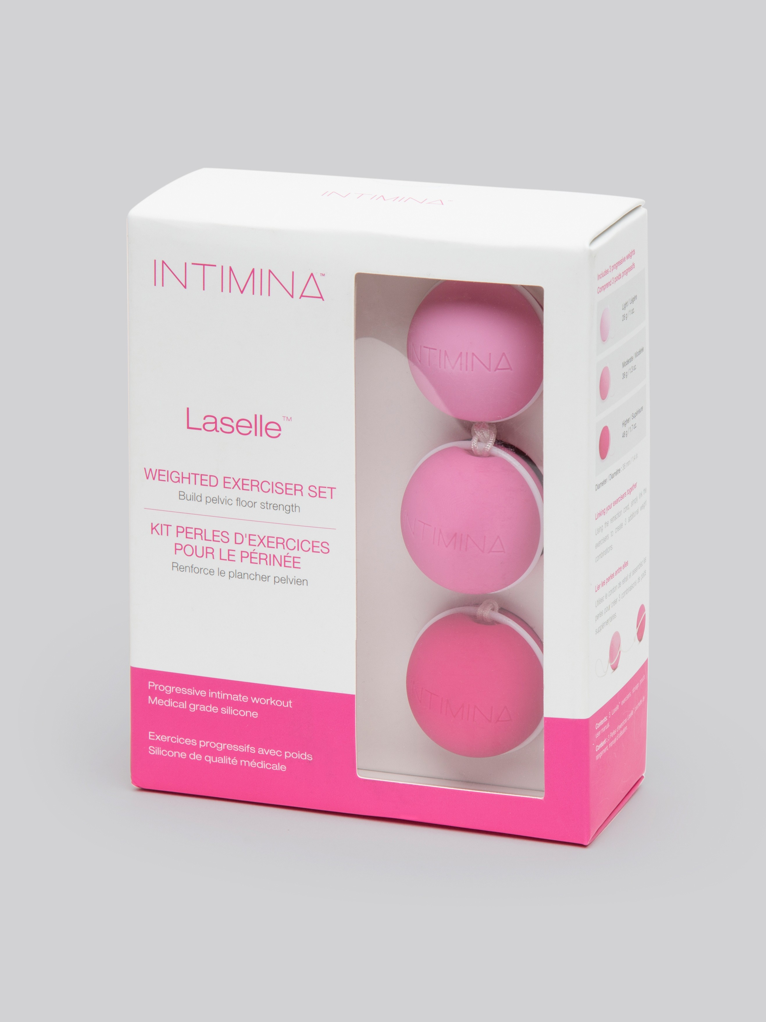 Intimina Laselle Weighted Jiggle Ball Set (3 Piece), Pink, hi-res
