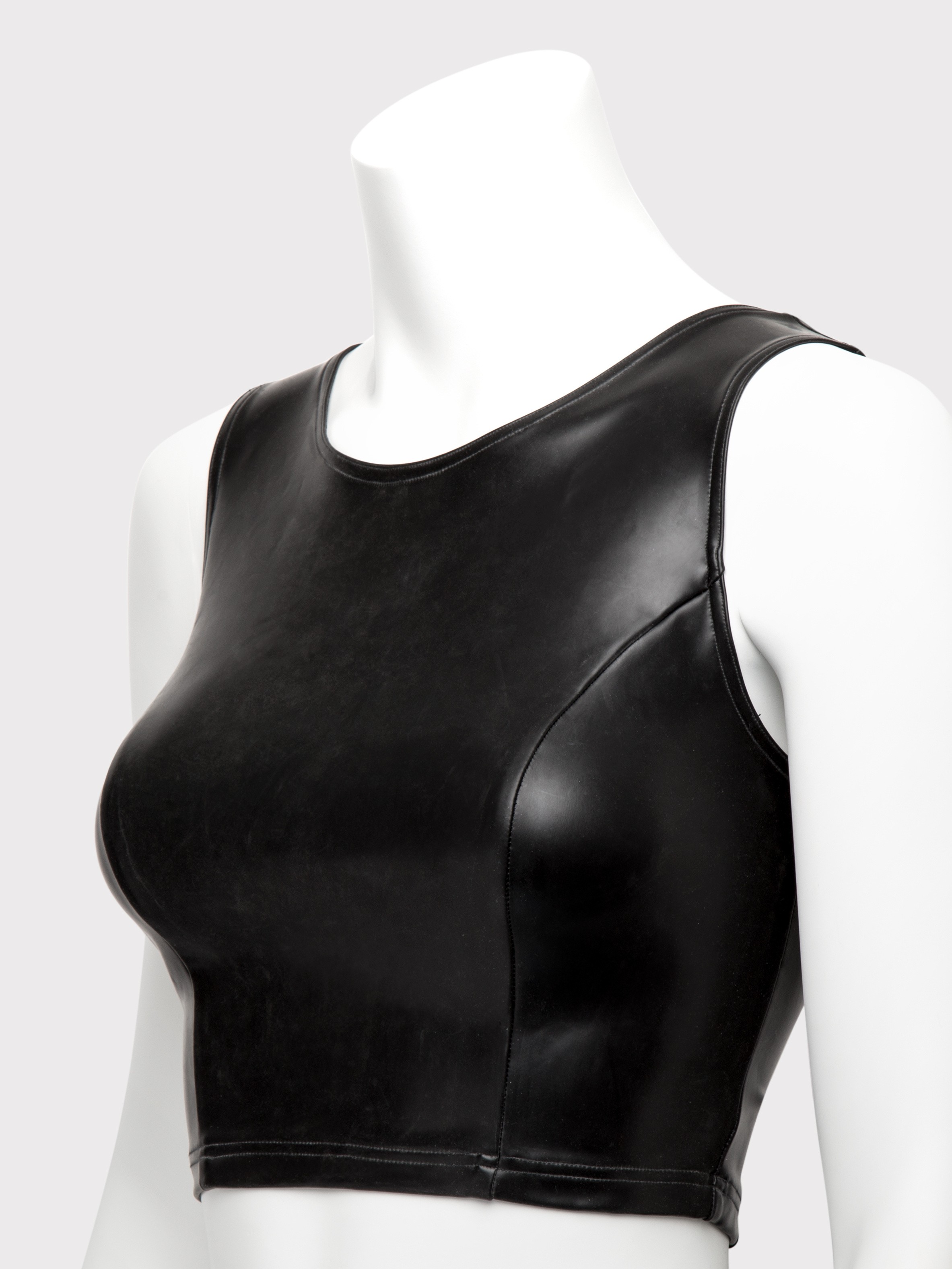 Easy-On Latex Black Cropped Top, Black, hi-res