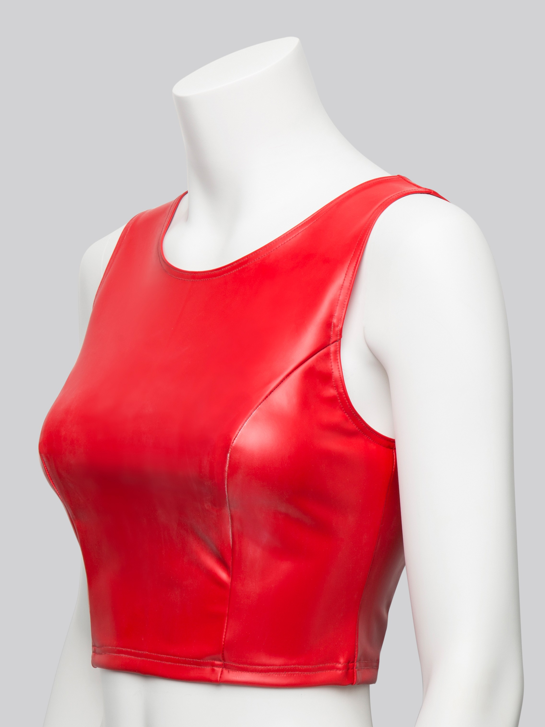 Easy-On Latex Red Cropped Top, Red, hi-res