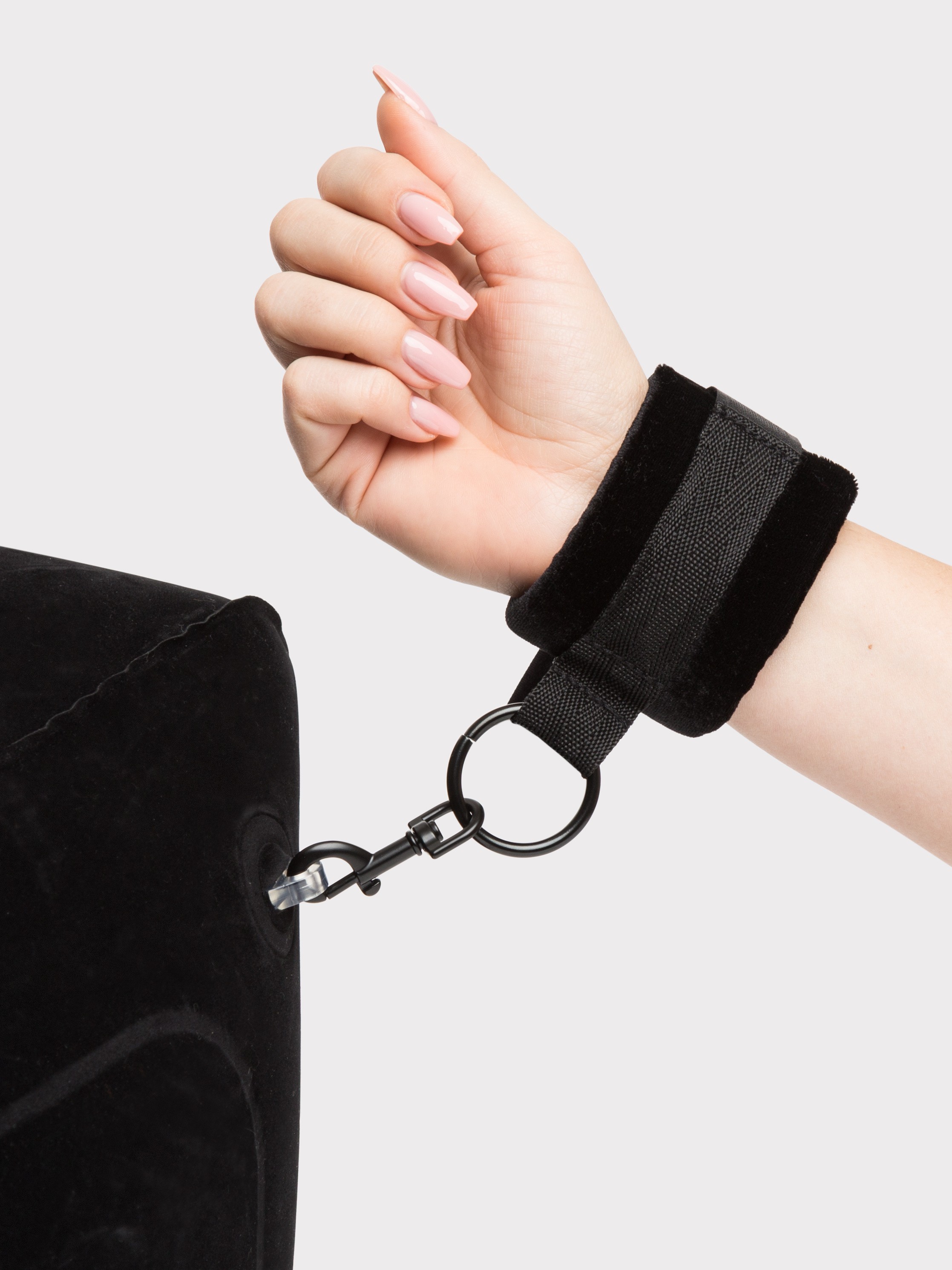 DOMINIX Deluxe Large Inflatable Wedge, Handcuff and Blindfold Set, Black, hi-res