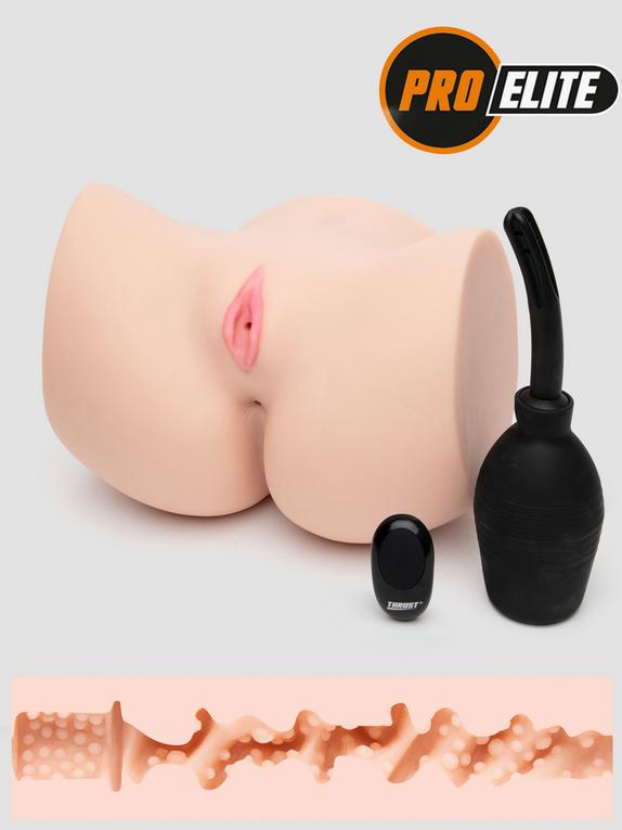 THRUST Pro Elite Paige Rechargeable Remote Control Vibrating Masturbator Kit, Flesh Pink, hi-res