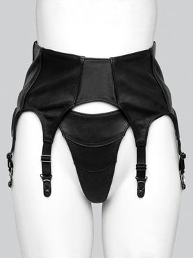 Black Leather Six Strap Suspender Belt
