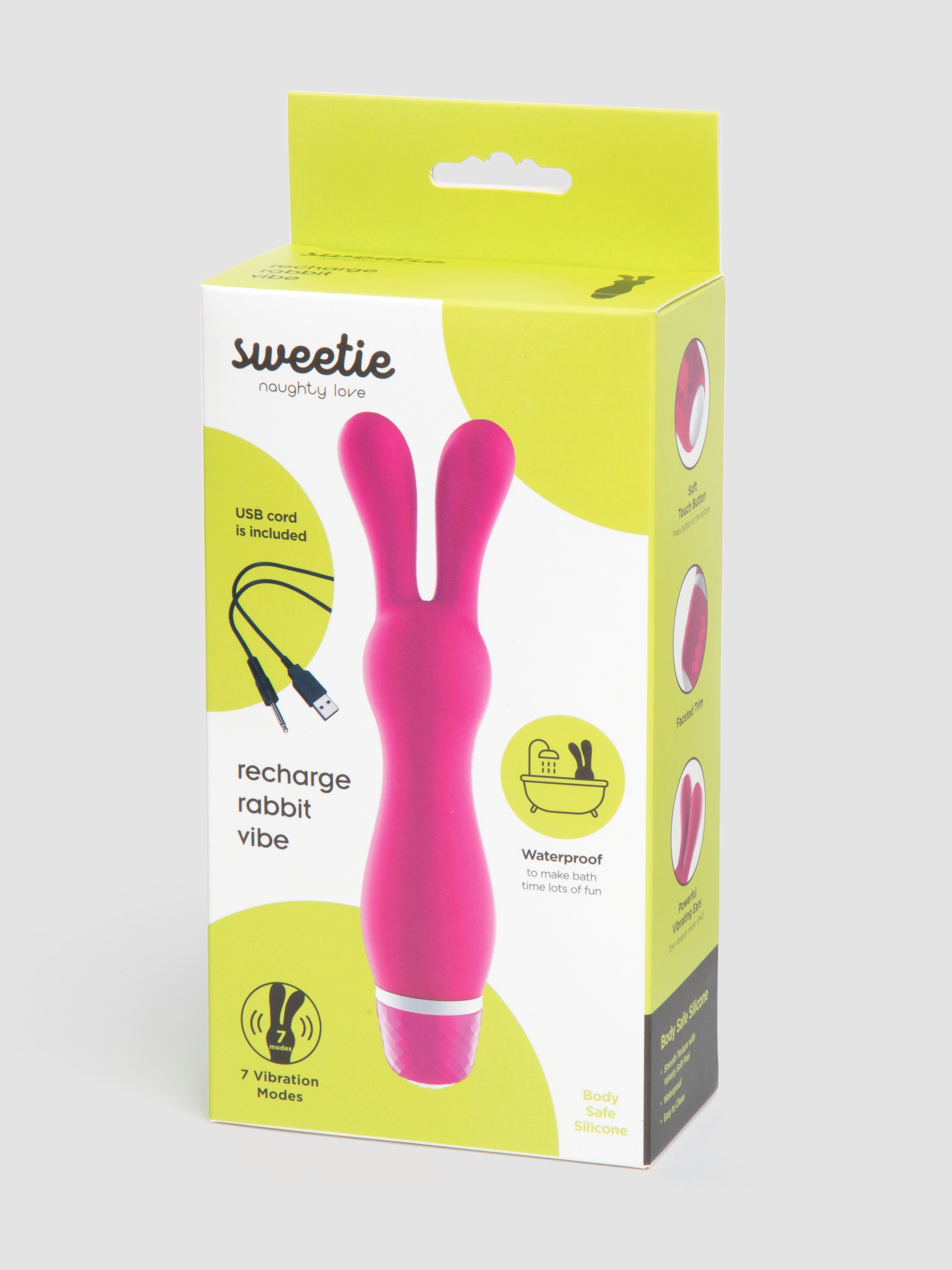 Sweetie Bunny Ears Rechargeable Silicone Clitoral Vibrator, Pink, hi-res