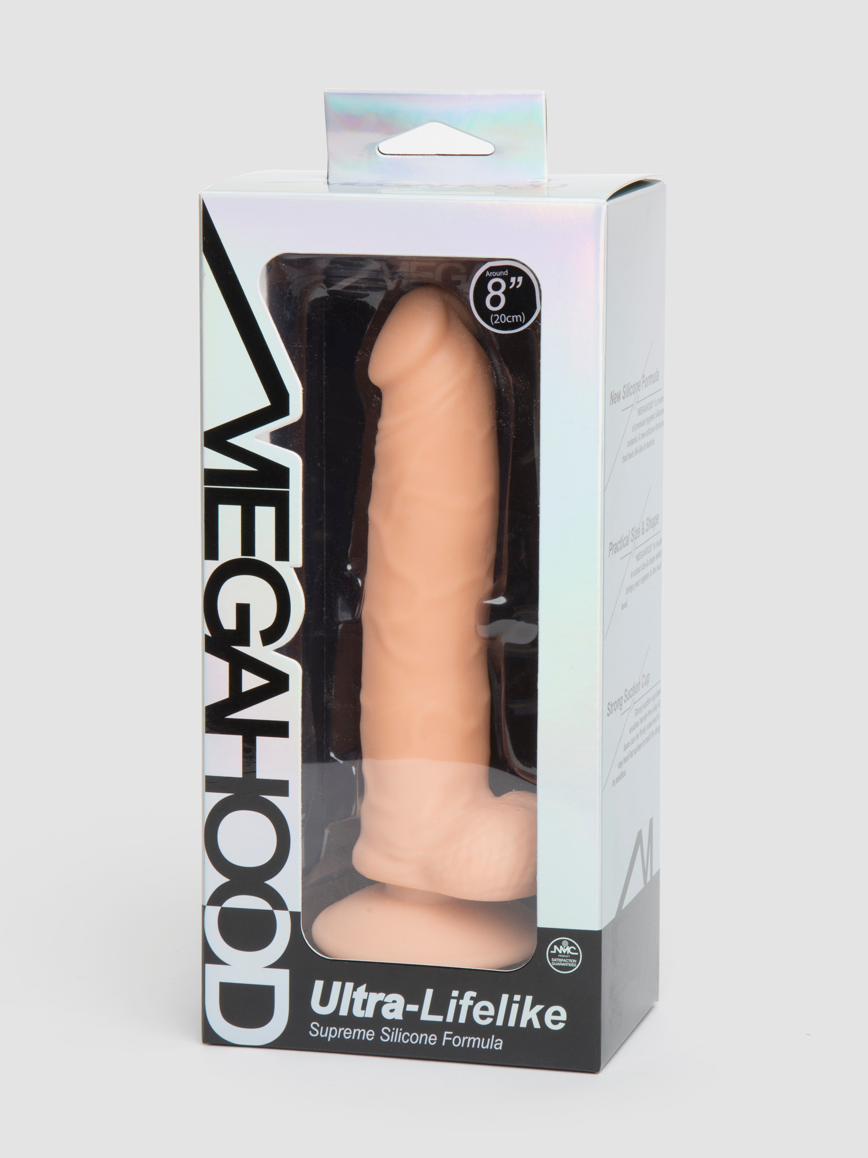 Megahood Silicone Realistic Suction Cup Dildo with Balls 8 Inch, Flesh Pink, hi-res
