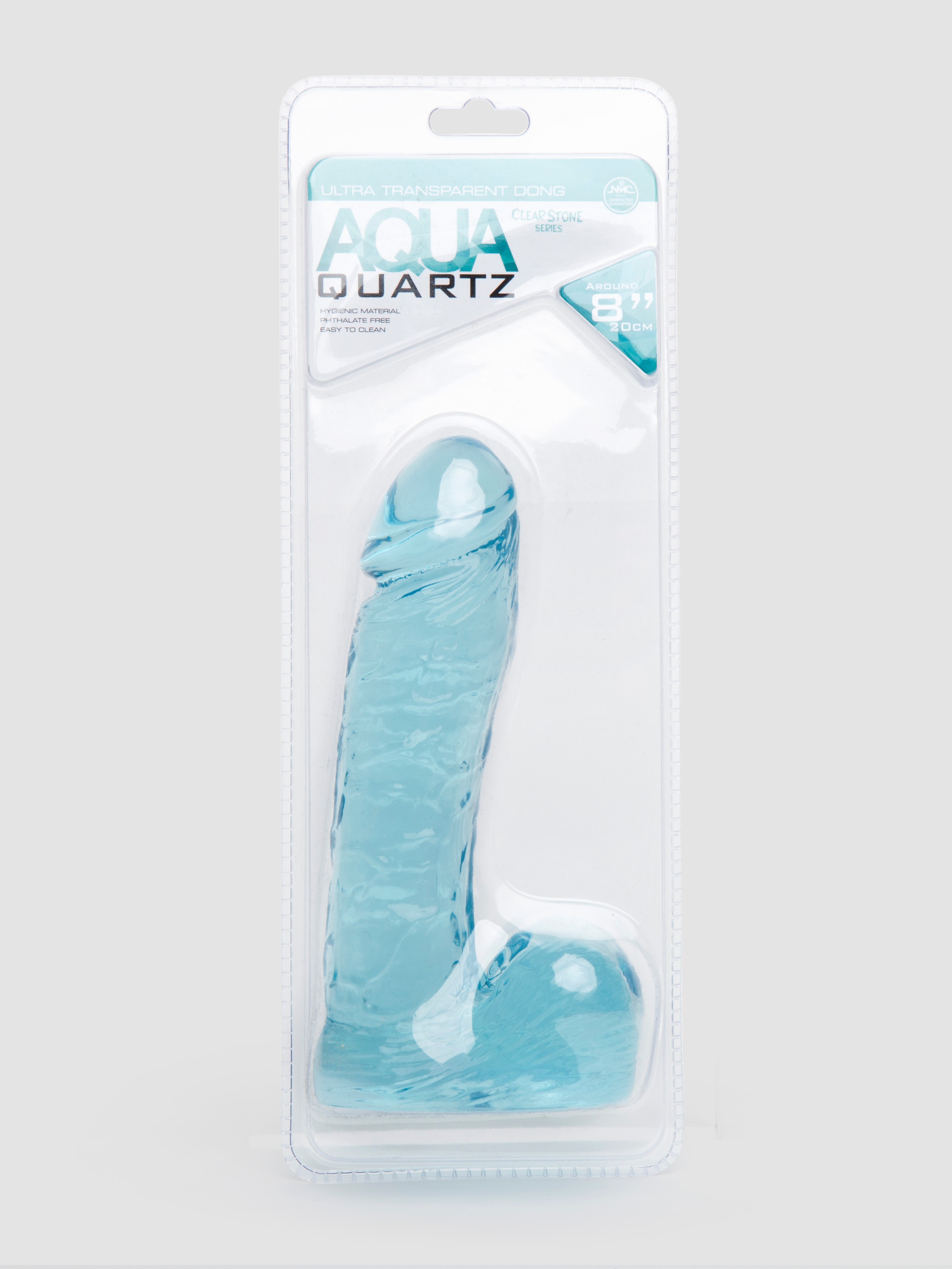 Aqua Quartz Realistic Dildo with Balls 8 Inch, Blue, hi-res