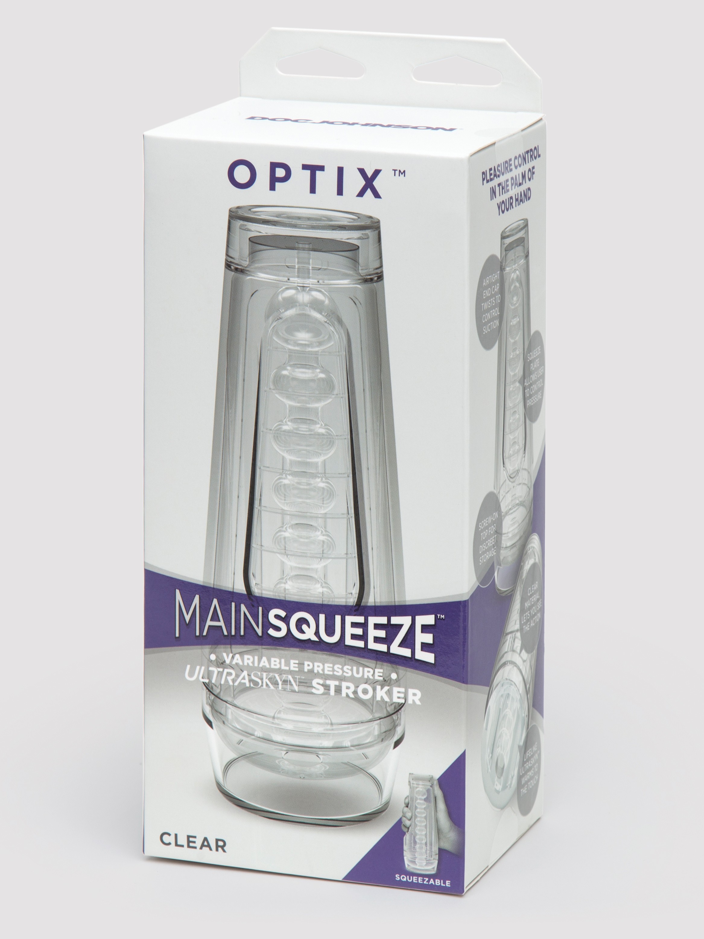 Main Squeeze OPTIX Male Masturbator, Clear, hi-res
