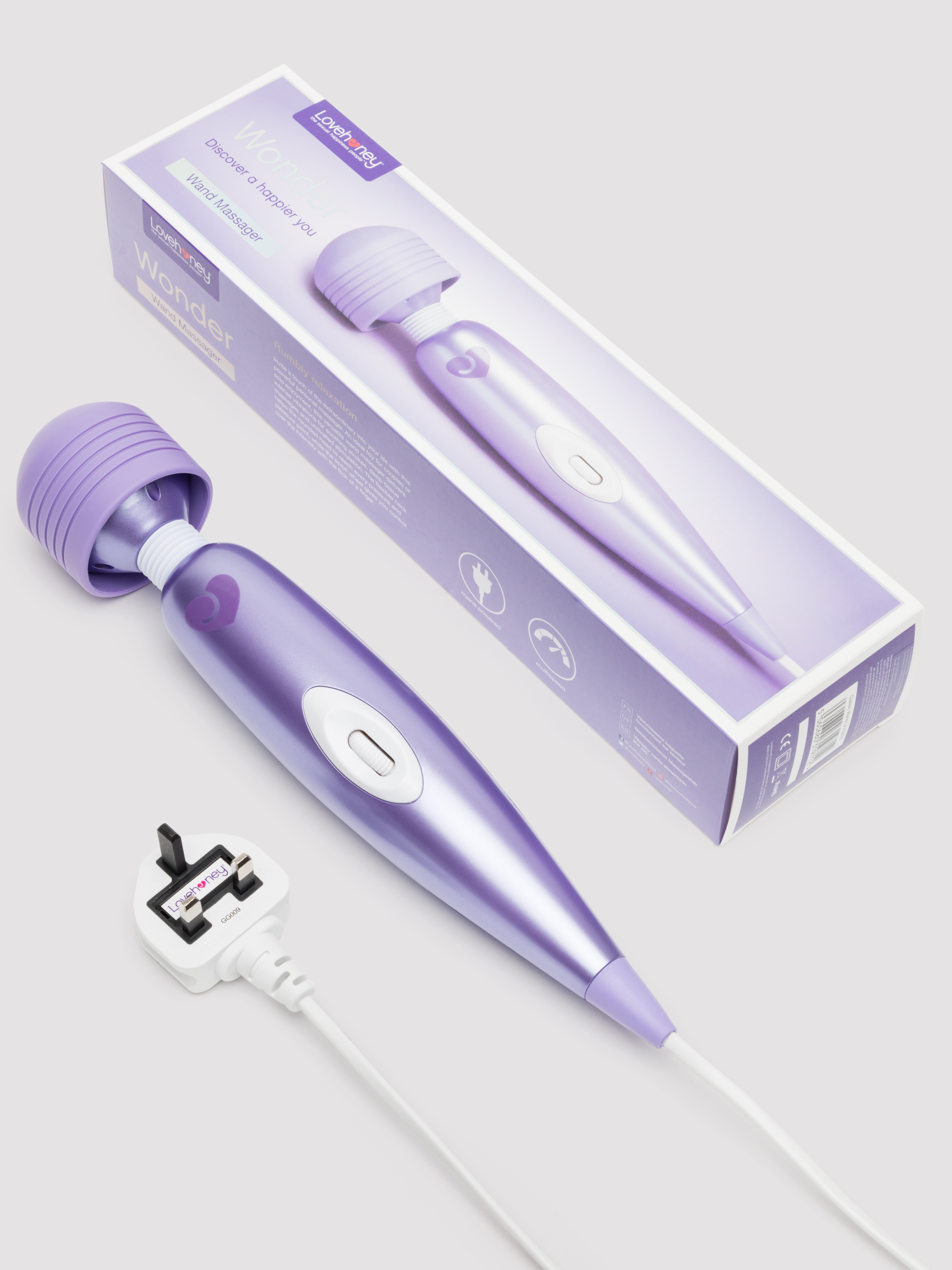 Lovehoney Extra Powerful Multispeed Mains Powered Magic Wand Vibrator, Purple, hi-res