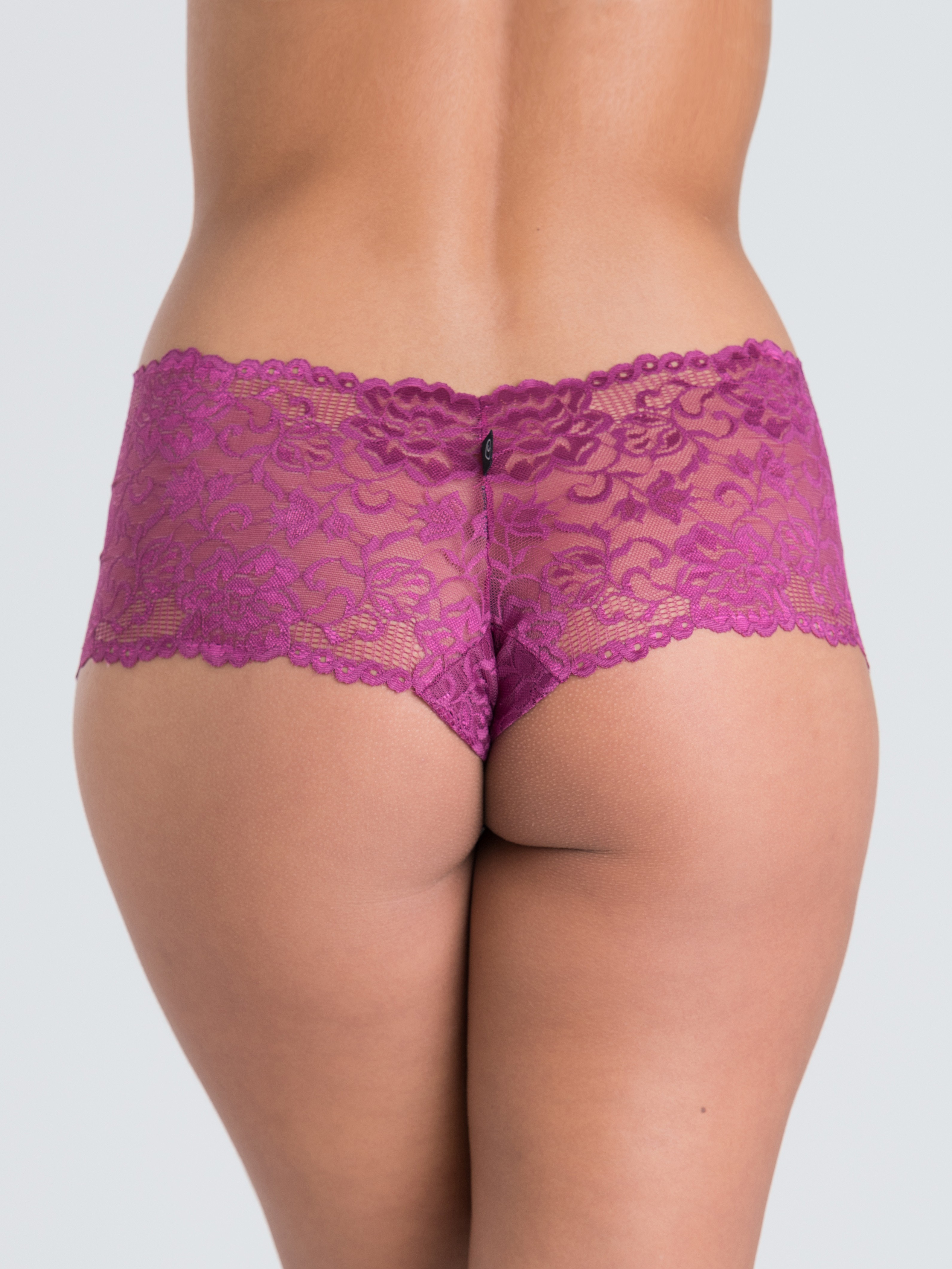 Lovehoney Flirty Black Lace Shorts, Purple, hi-res