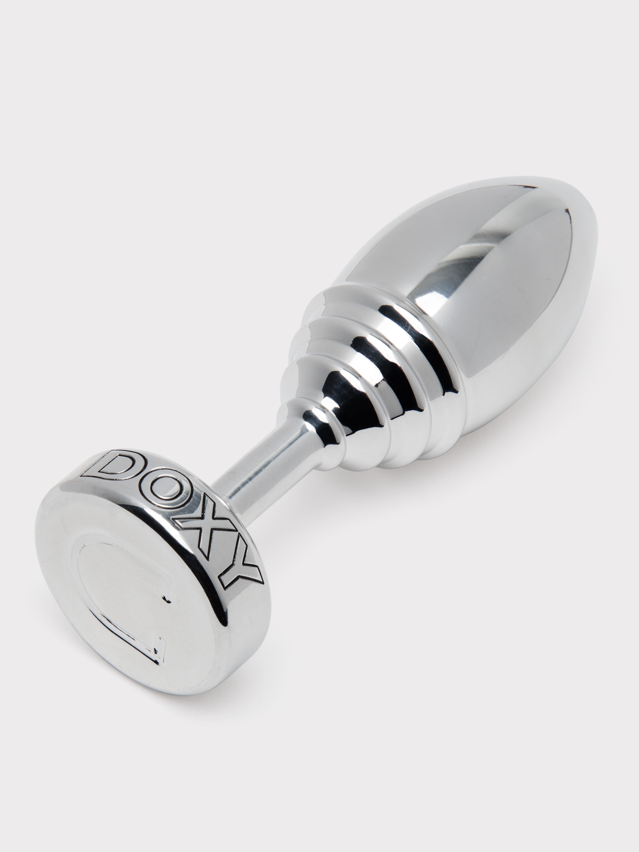 DOXY Ribbed Aluminium Butt Plug 4 Inch, Silver, hi-res