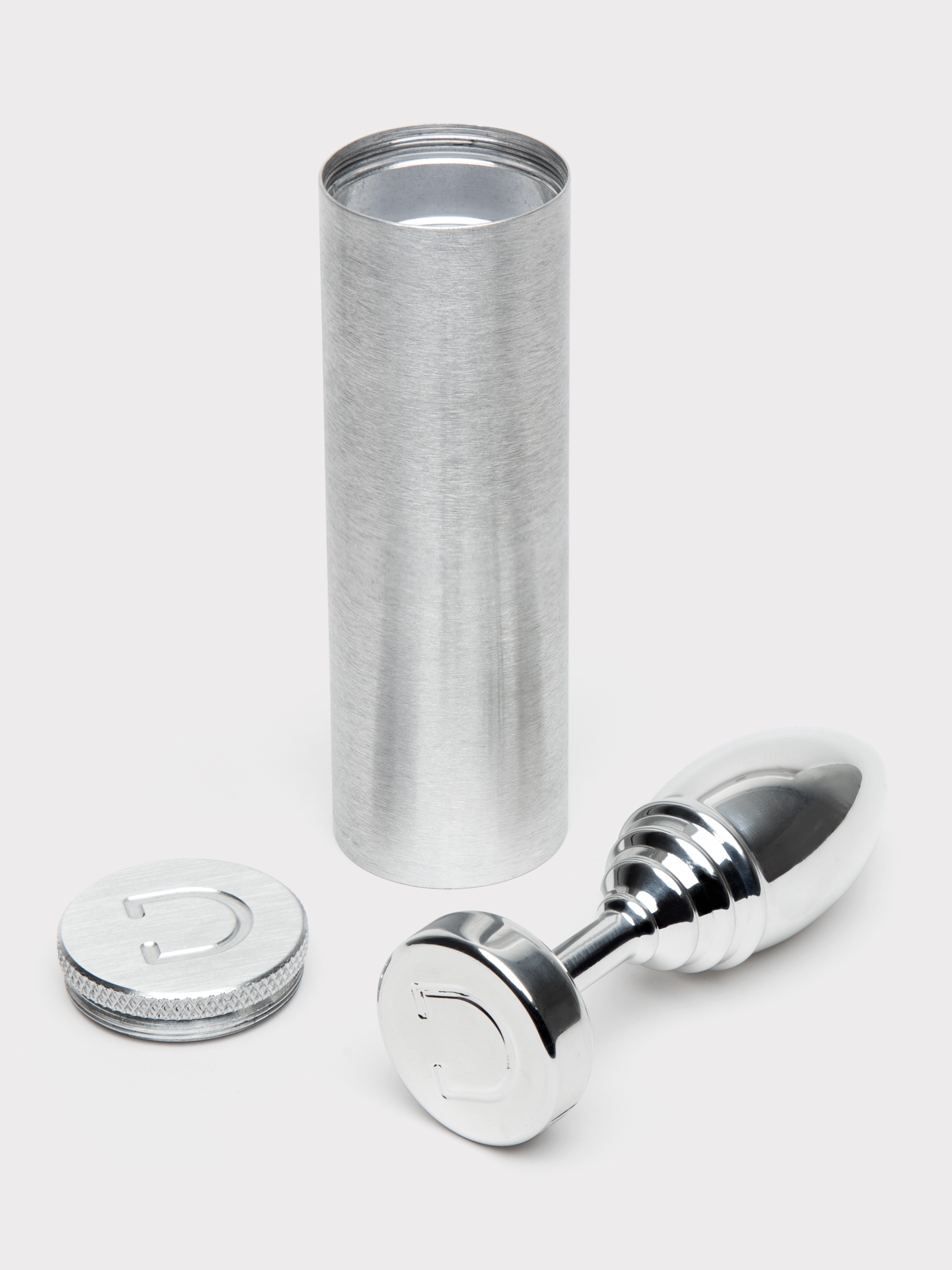 DOXY Ribbed Aluminium Butt Plug 4 Inch, Silver, hi-res