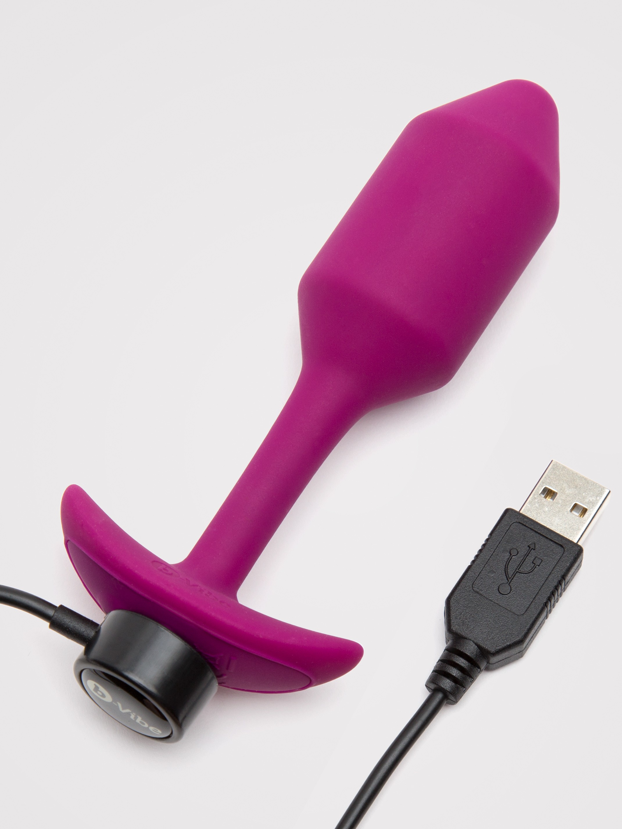 b-Vibe Vibrating Snug Plug Medium Weighted Silicone Butt Plug 3 Inch, Purple, hi-res