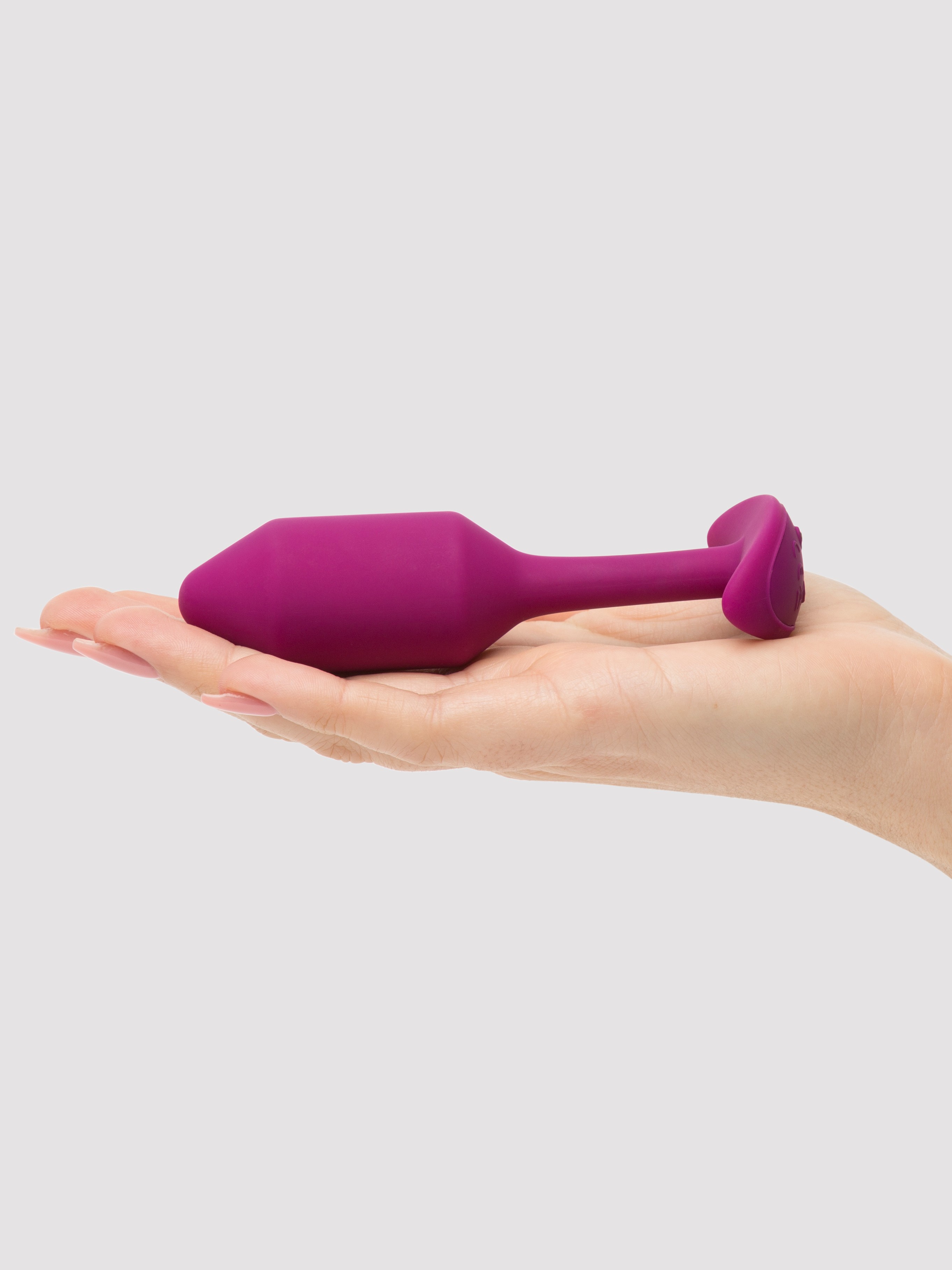 b-Vibe Vibrating Snug Plug Medium Weighted Silicone Butt Plug 3 Inch, Purple, hi-res