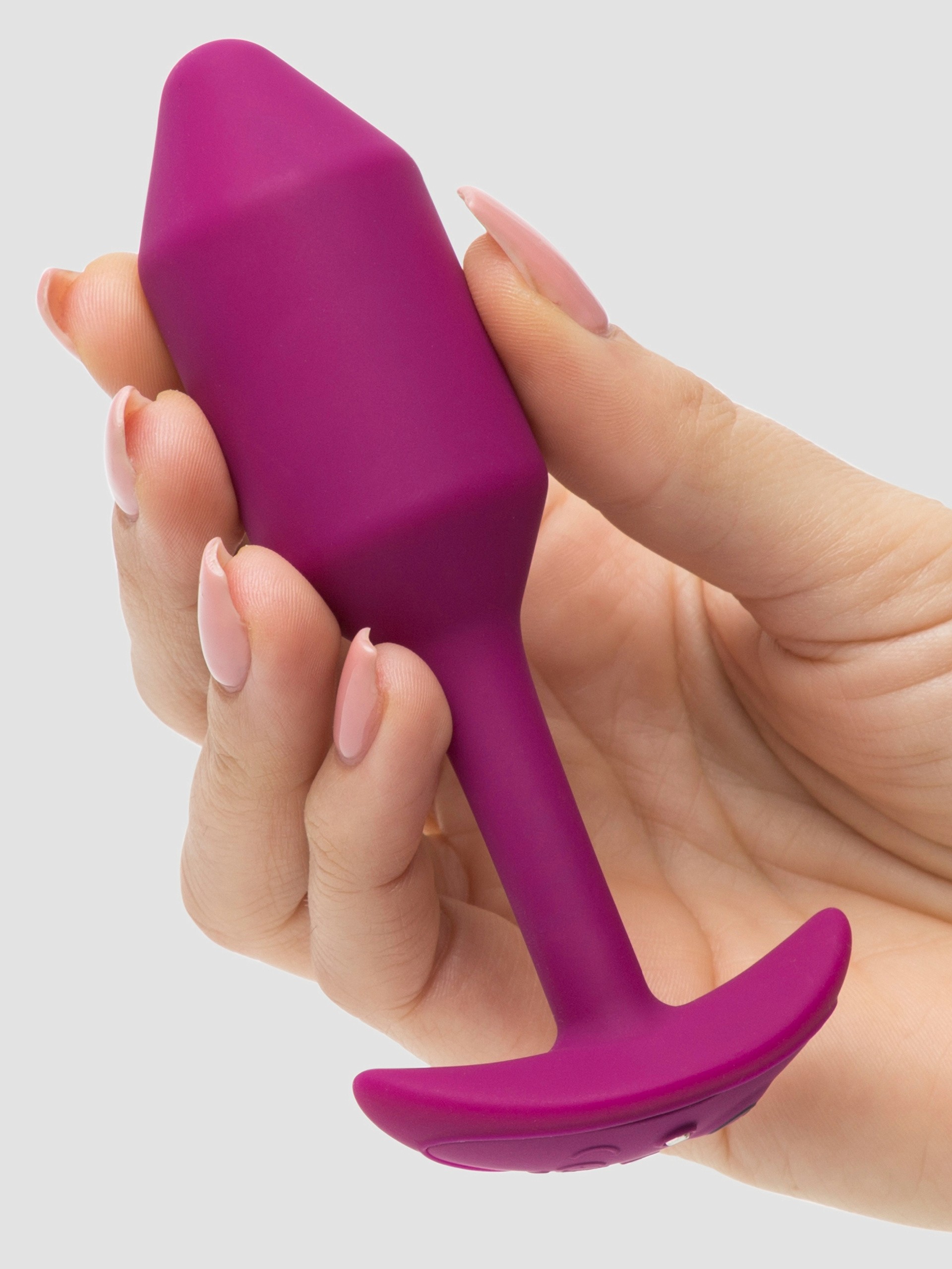 b-Vibe Vibrating Snug Plug Medium Weighted Silicone Butt Plug 3 Inch, Purple, hi-res