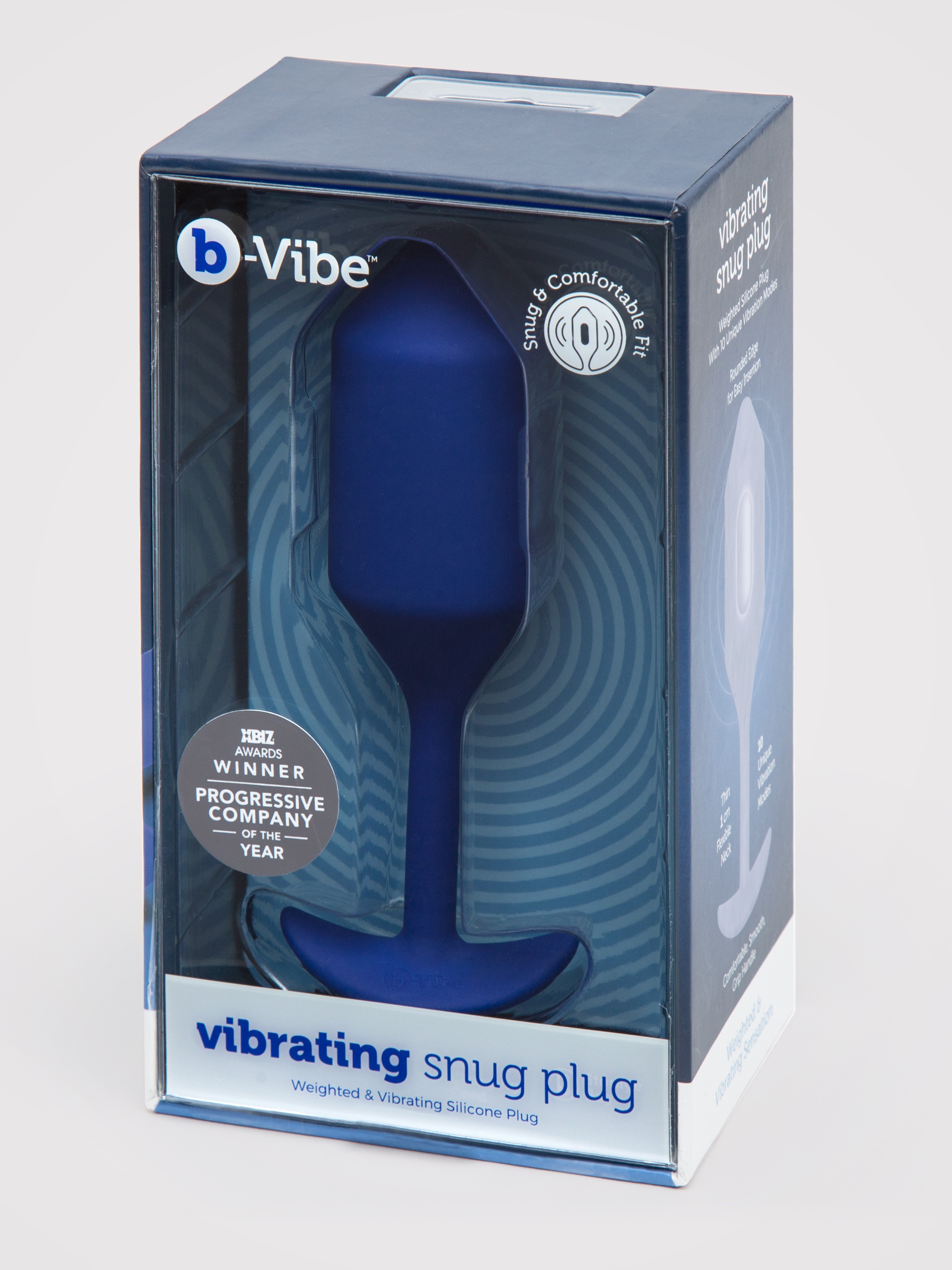b-Vibe Vibrating Snug Plug XL Weighted Silicone Butt Plug 4 Inch, Blue, hi-res