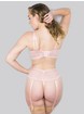 Lovehoney Parisienne Ivory Blush Longline Bra and Crotchless Thong Set, Pink, hi-res